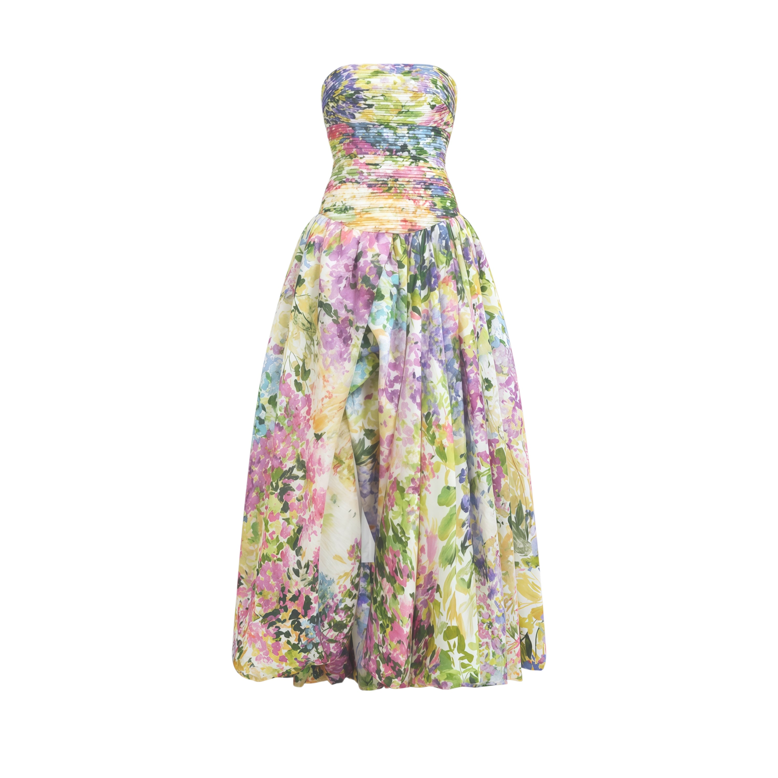 Floral Print Pleated Maxi Dress