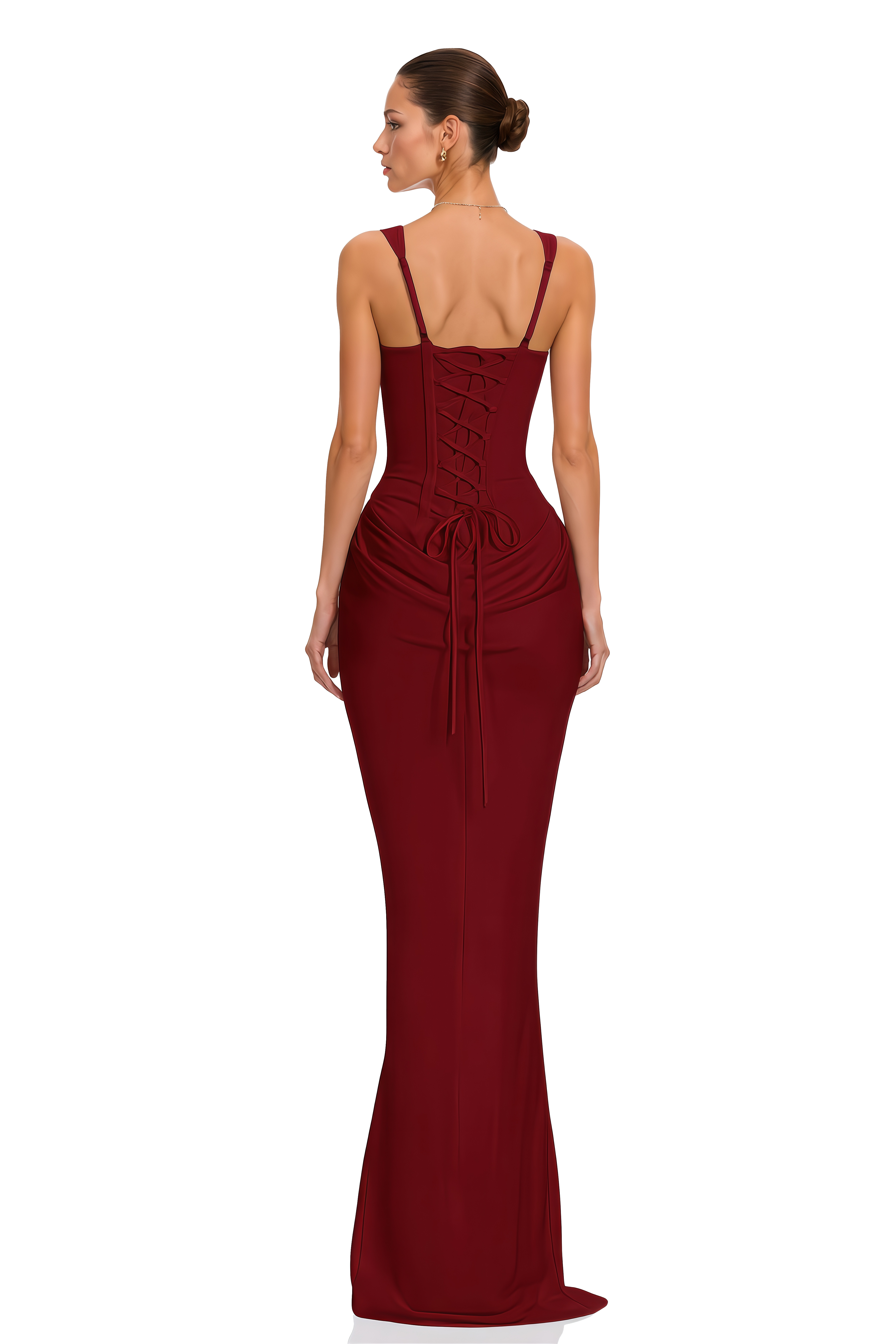 Paulette Red Ruched Corset Maxi Dress – Miss Rosier