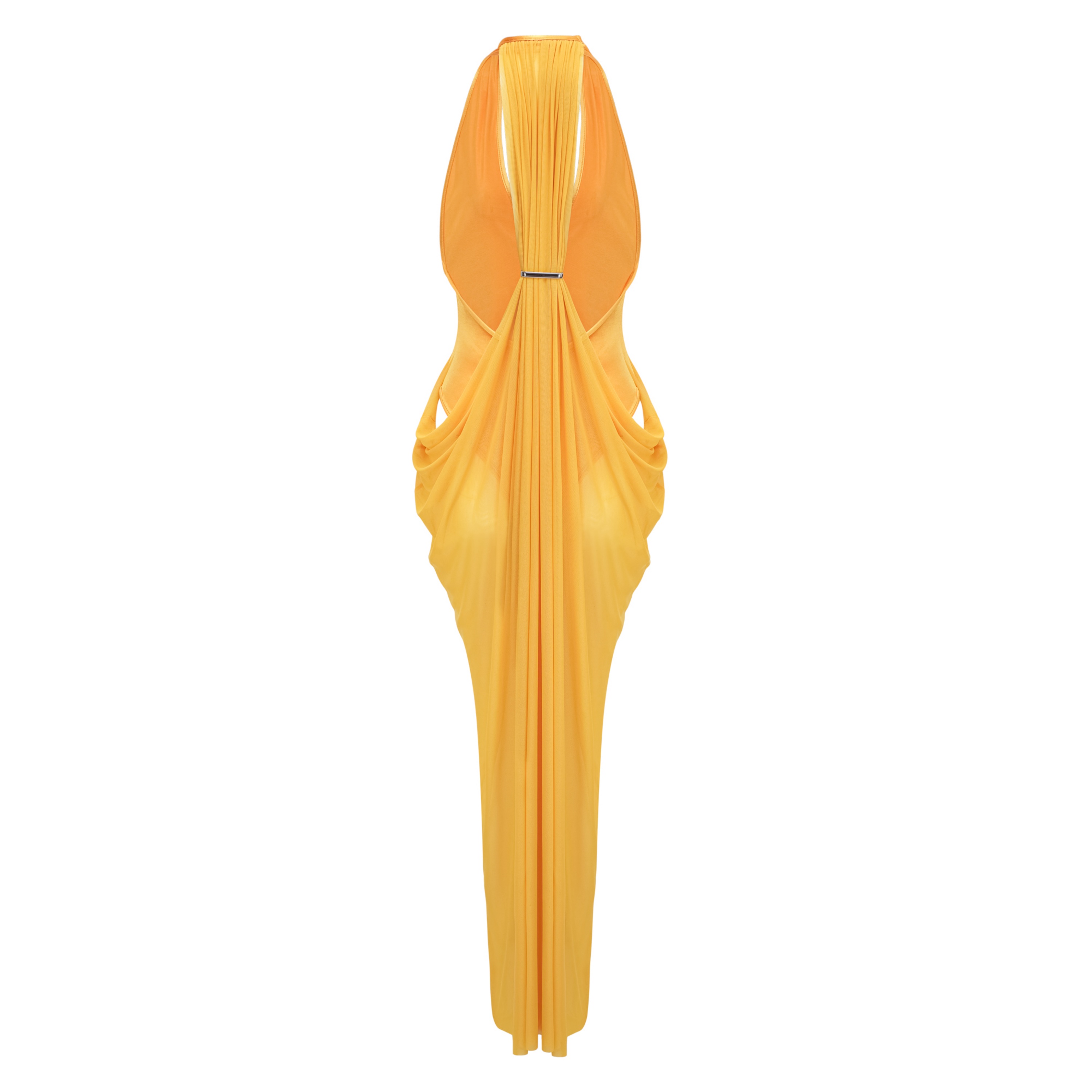 Pele Yellow Cut-Out Ruched Maxi Dress