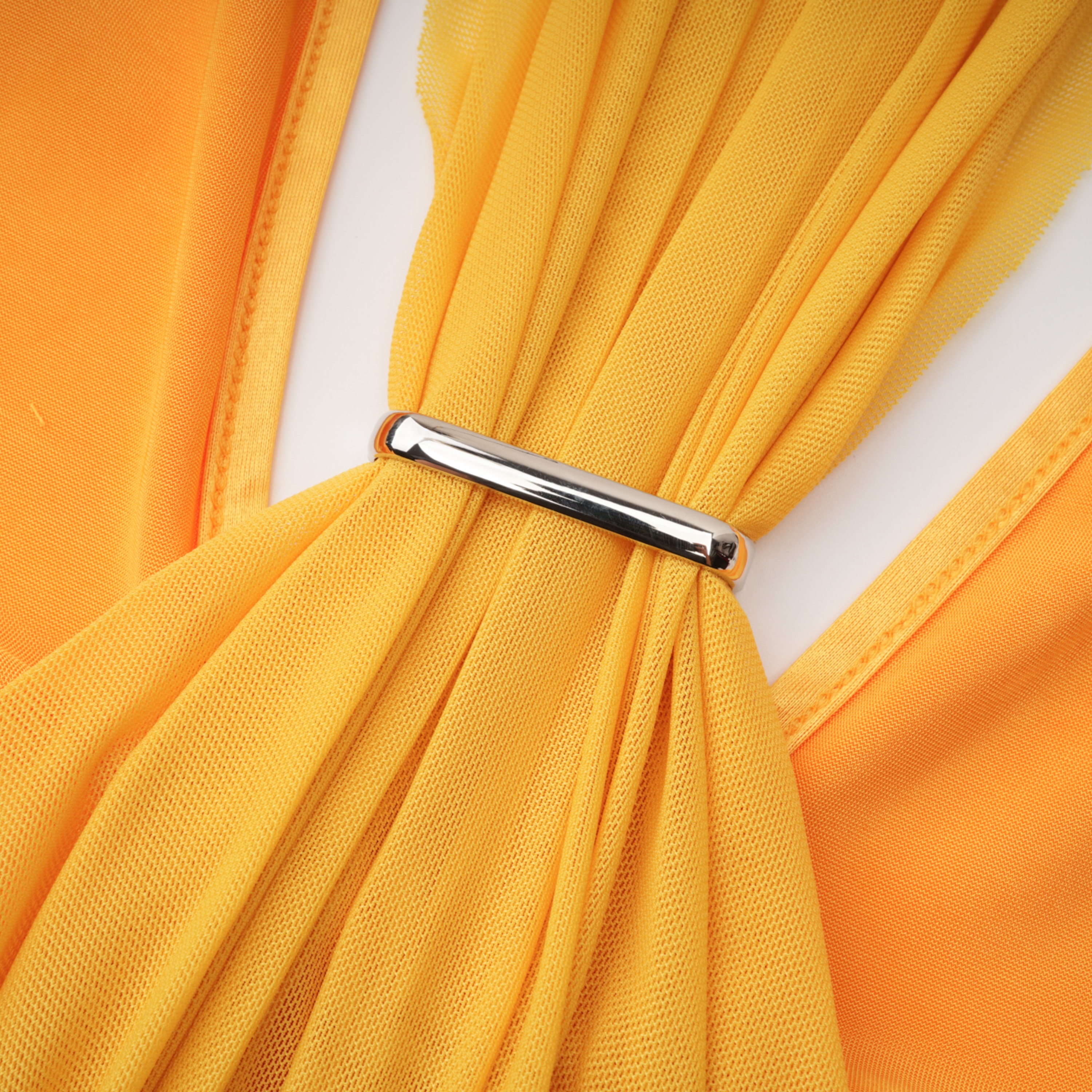 Pele Yellow Cut-Out Ruched Maxi Dress