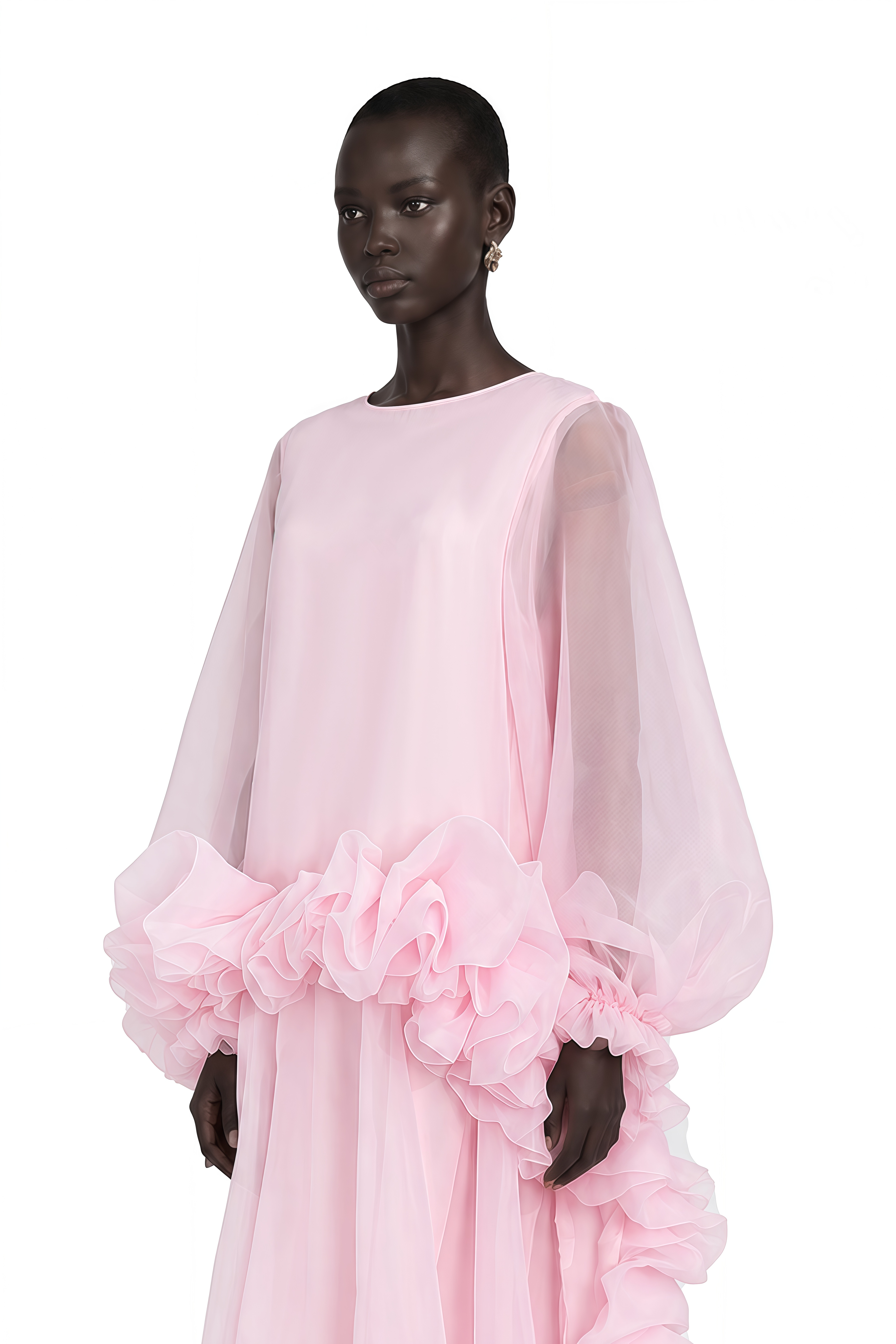 Phaedra Pink Tiered Ruffled Blouse & Midi Skirt Set