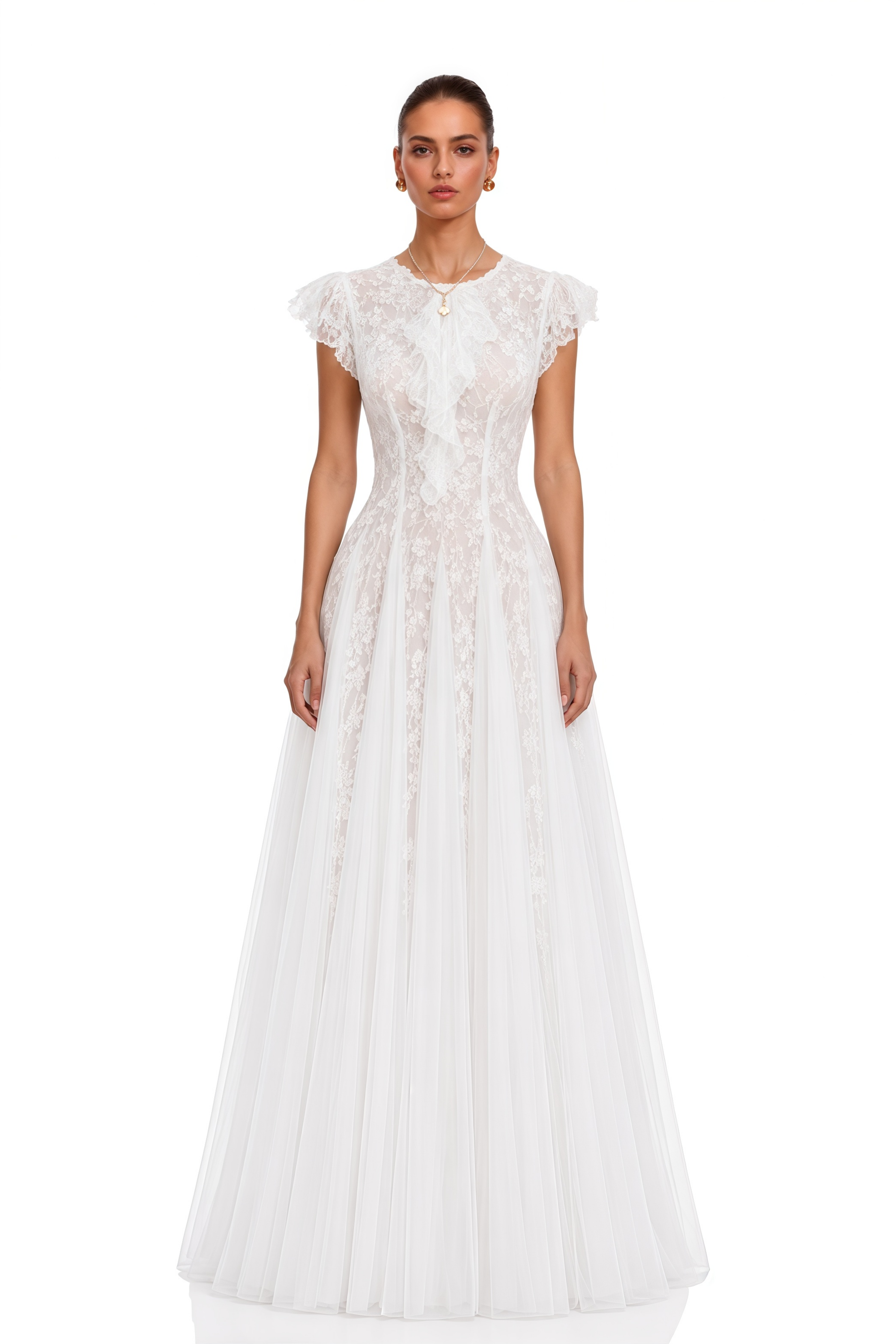 Pia White Floral Embroidered Midi Dress