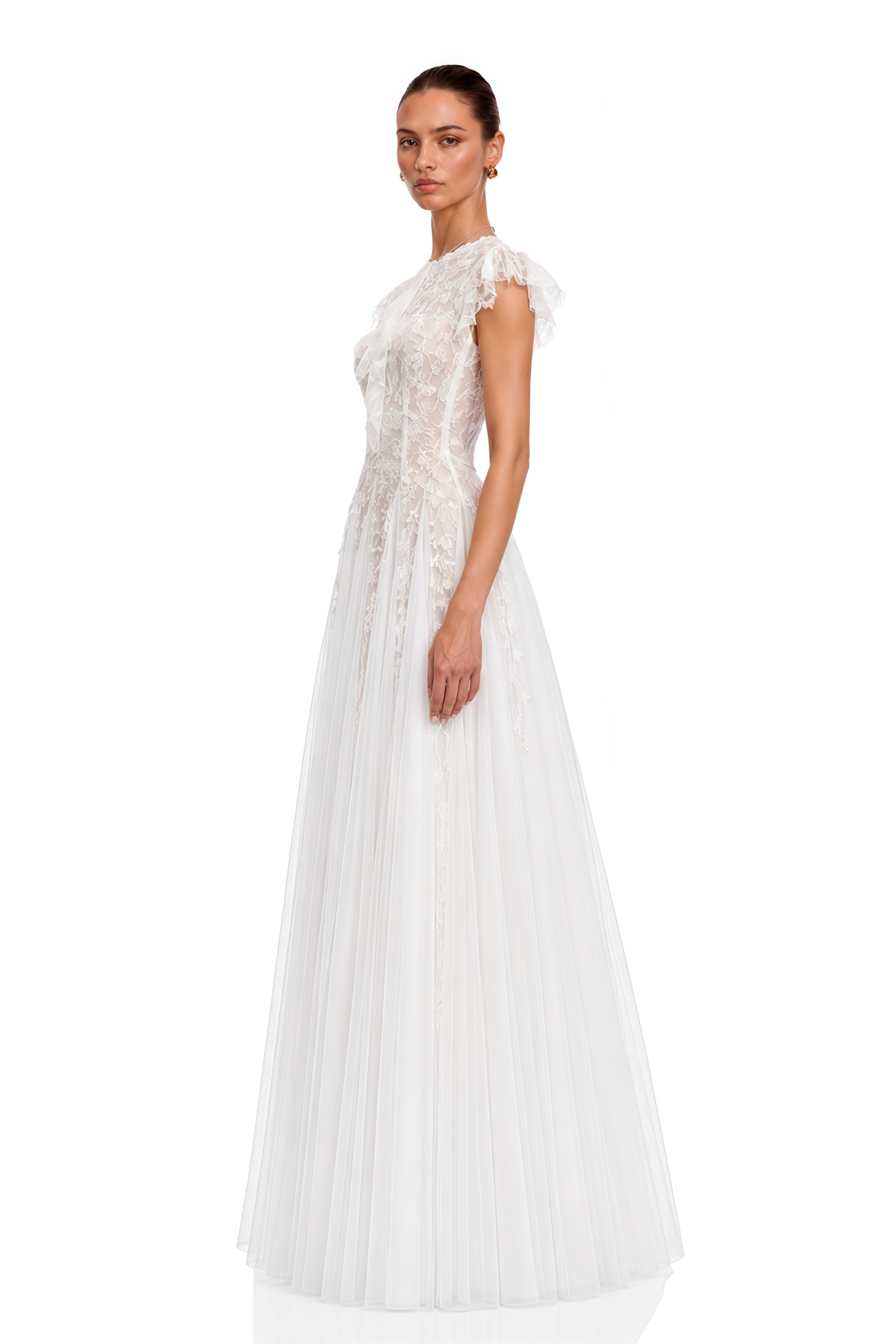 Pia White Floral Embroidered Midi Dress