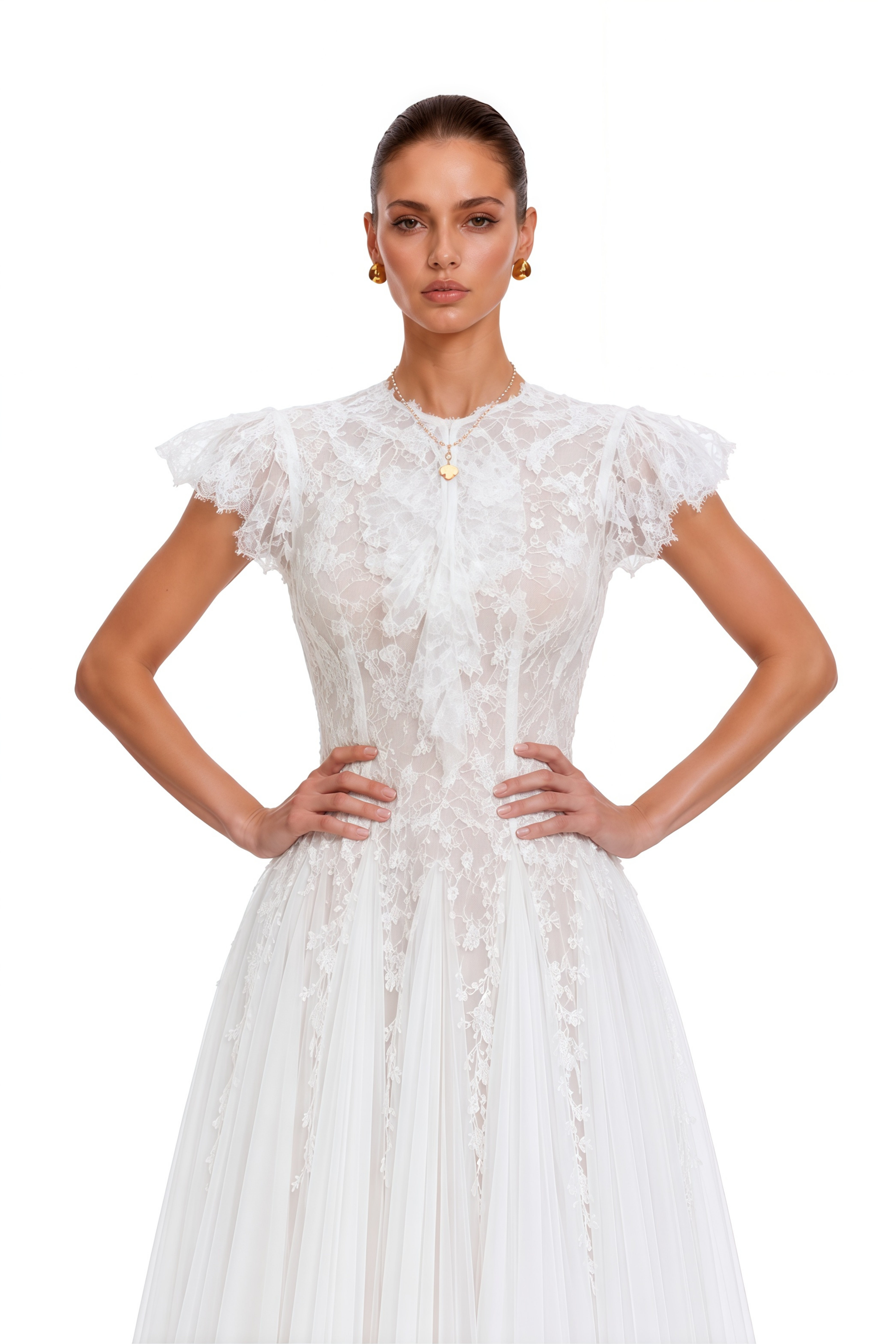 Pia White Floral Embroidered Midi Dress