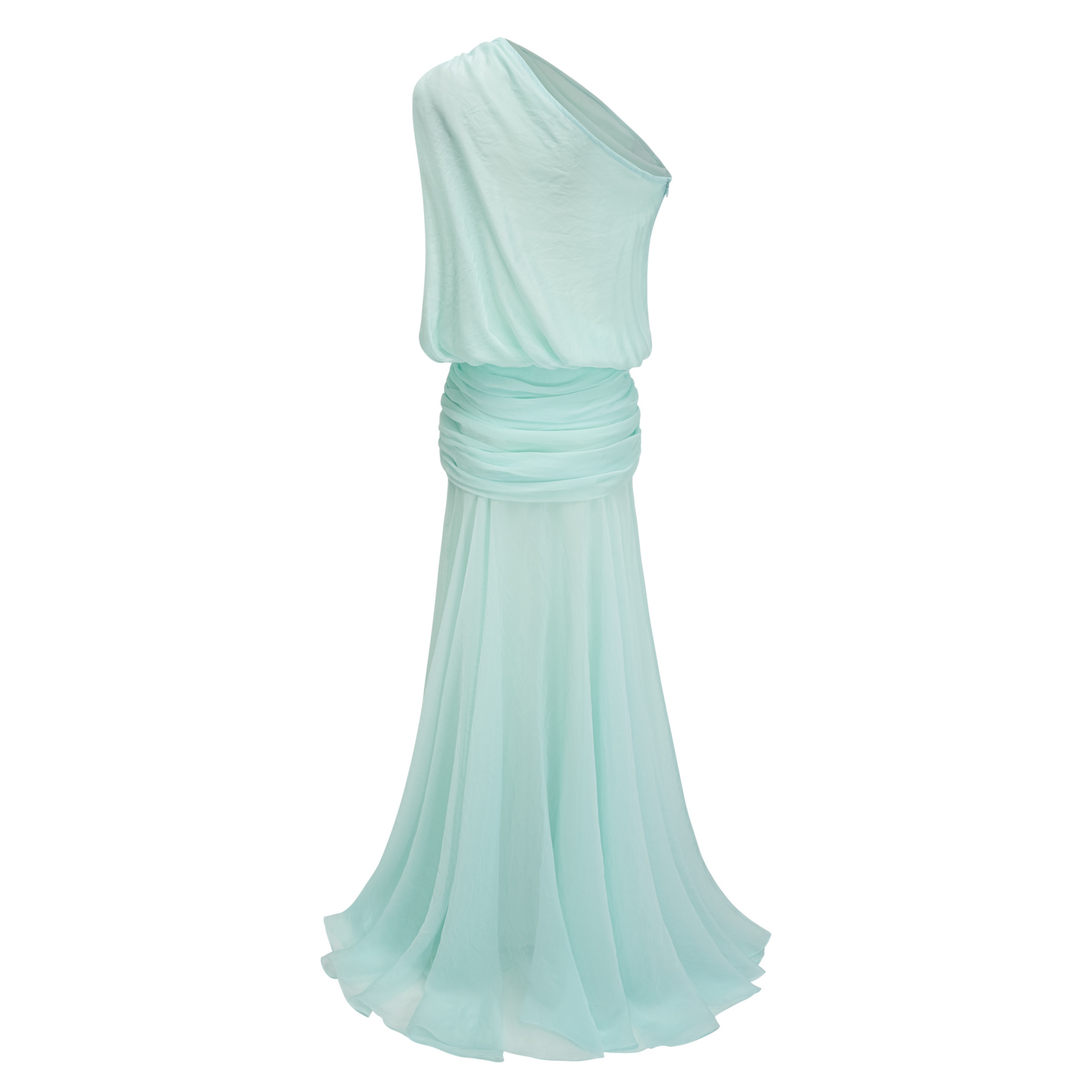 Pippa Green One Shoulder Pleated Maxi Dress