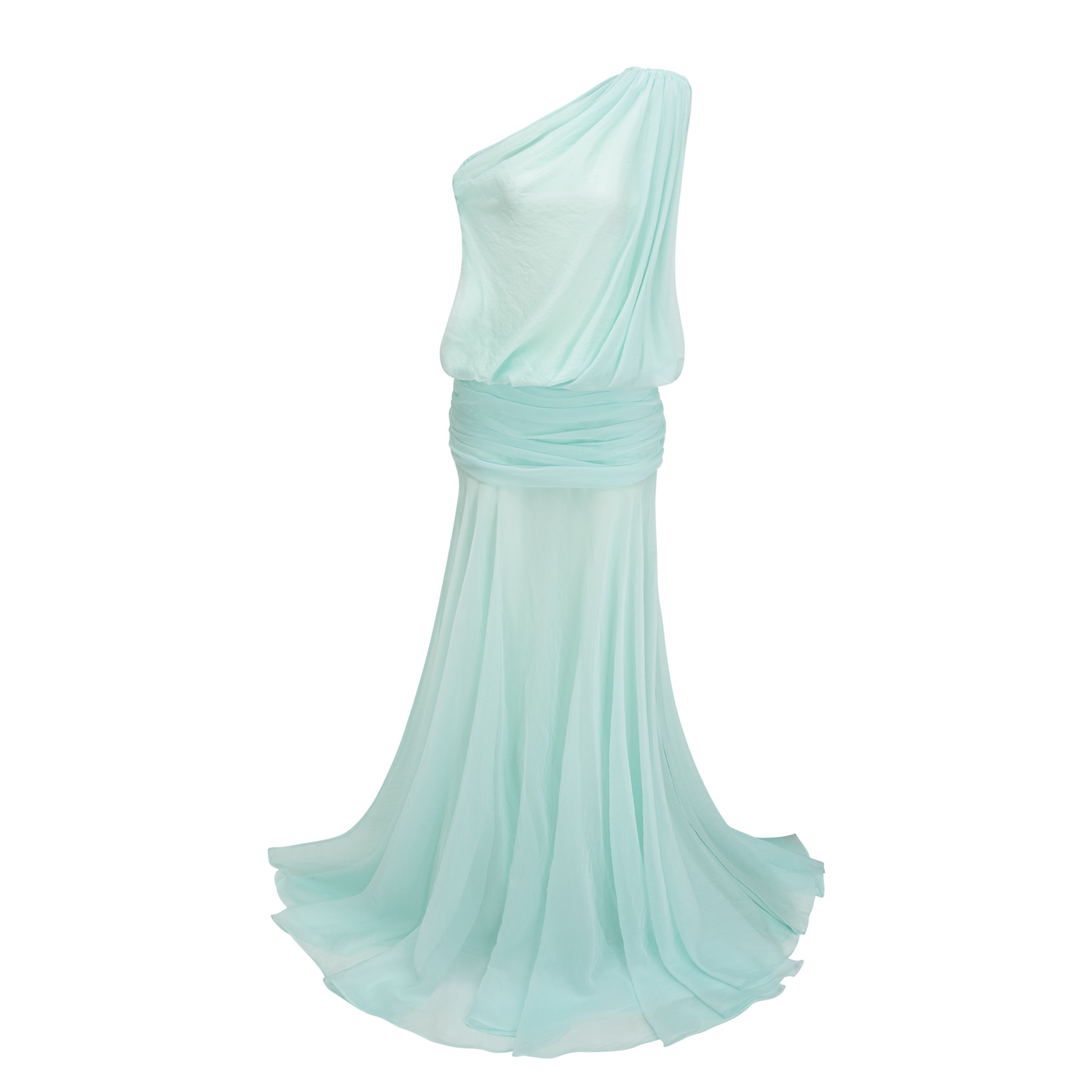 Pippa Green One Shoulder Pleated Maxi Dress