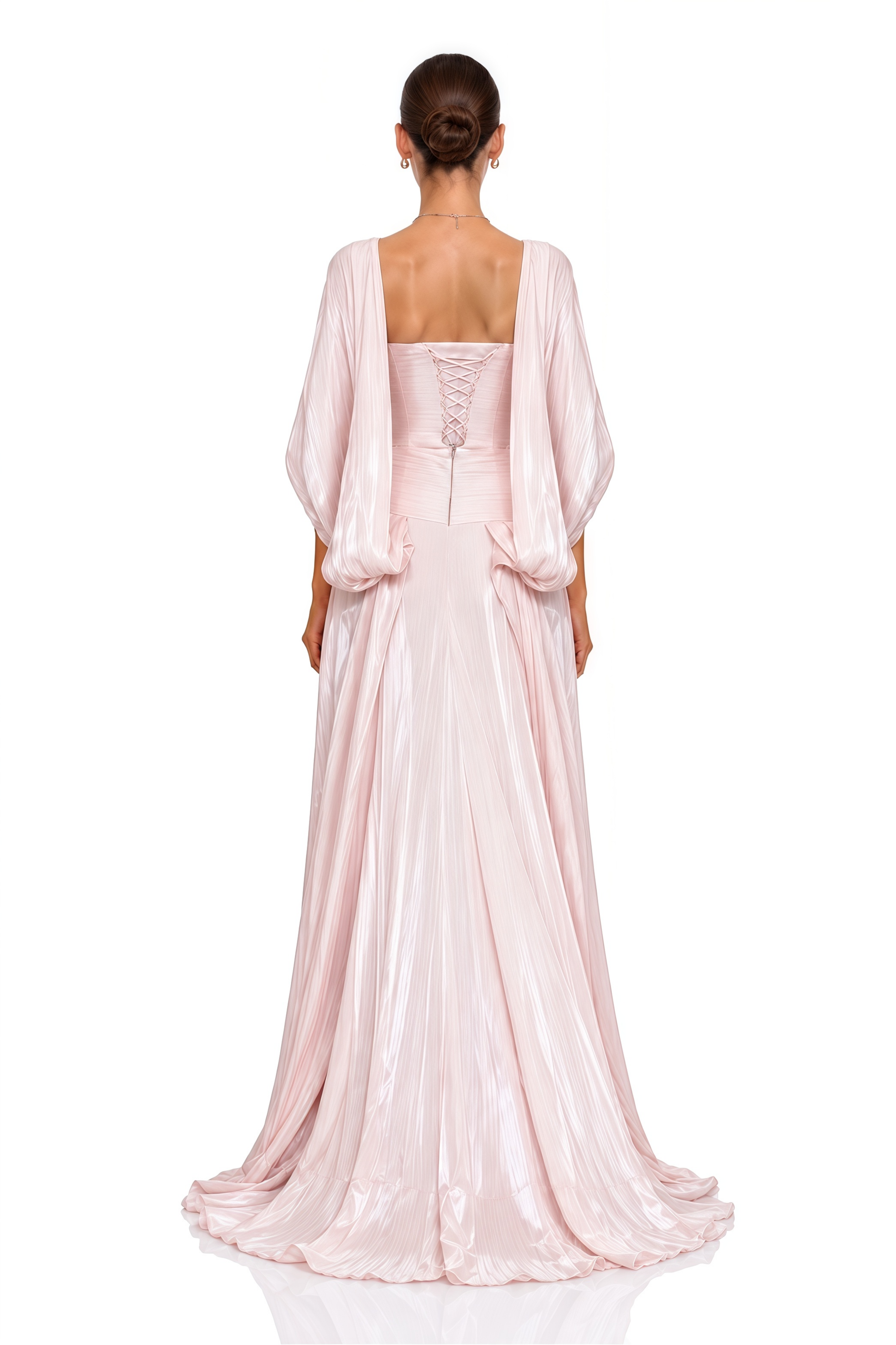 Pollie Pink Off-Shoulder Ruched Draped Maxi Dress