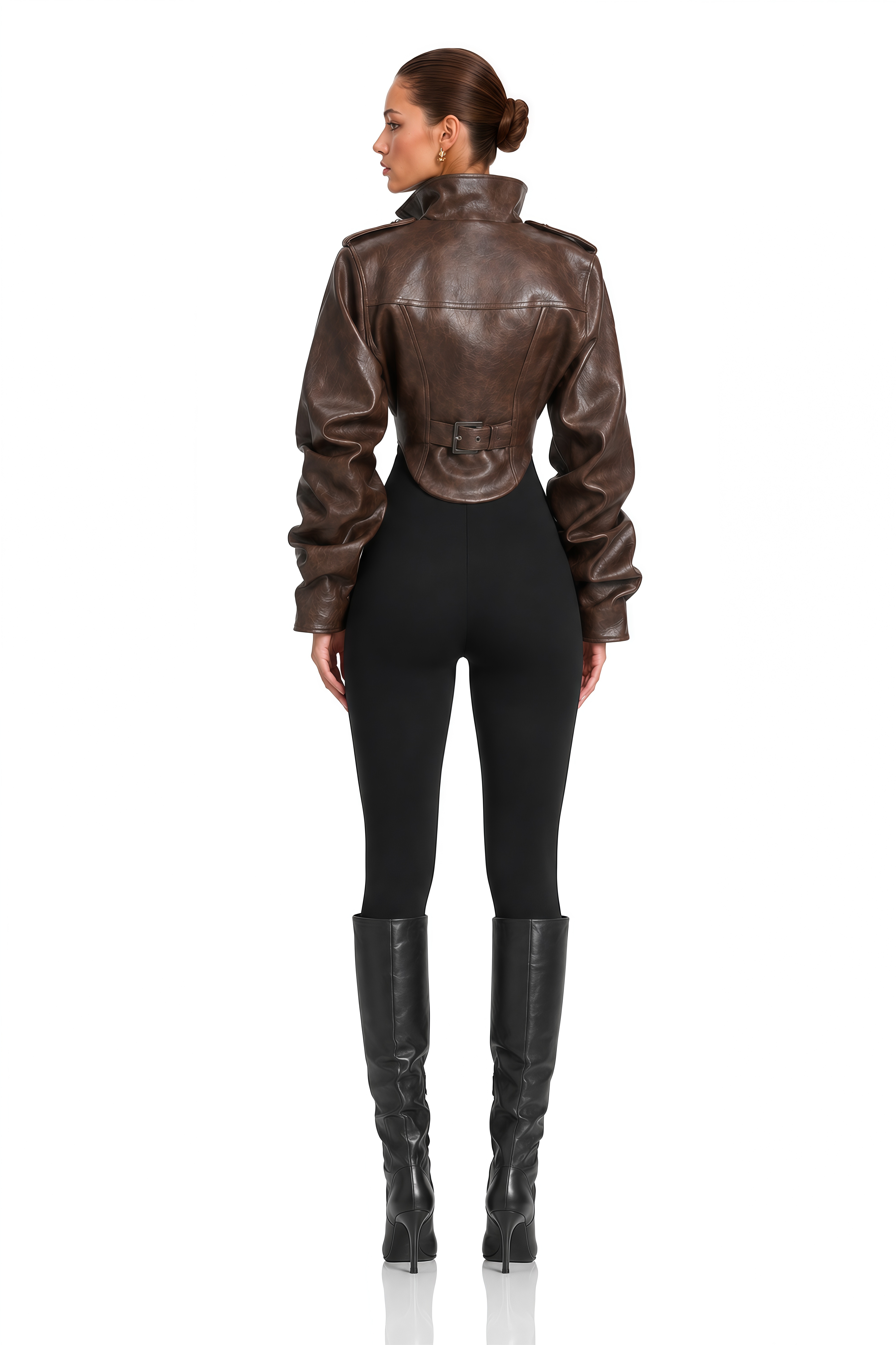 Priscille Brown Structured Cropped Jacket