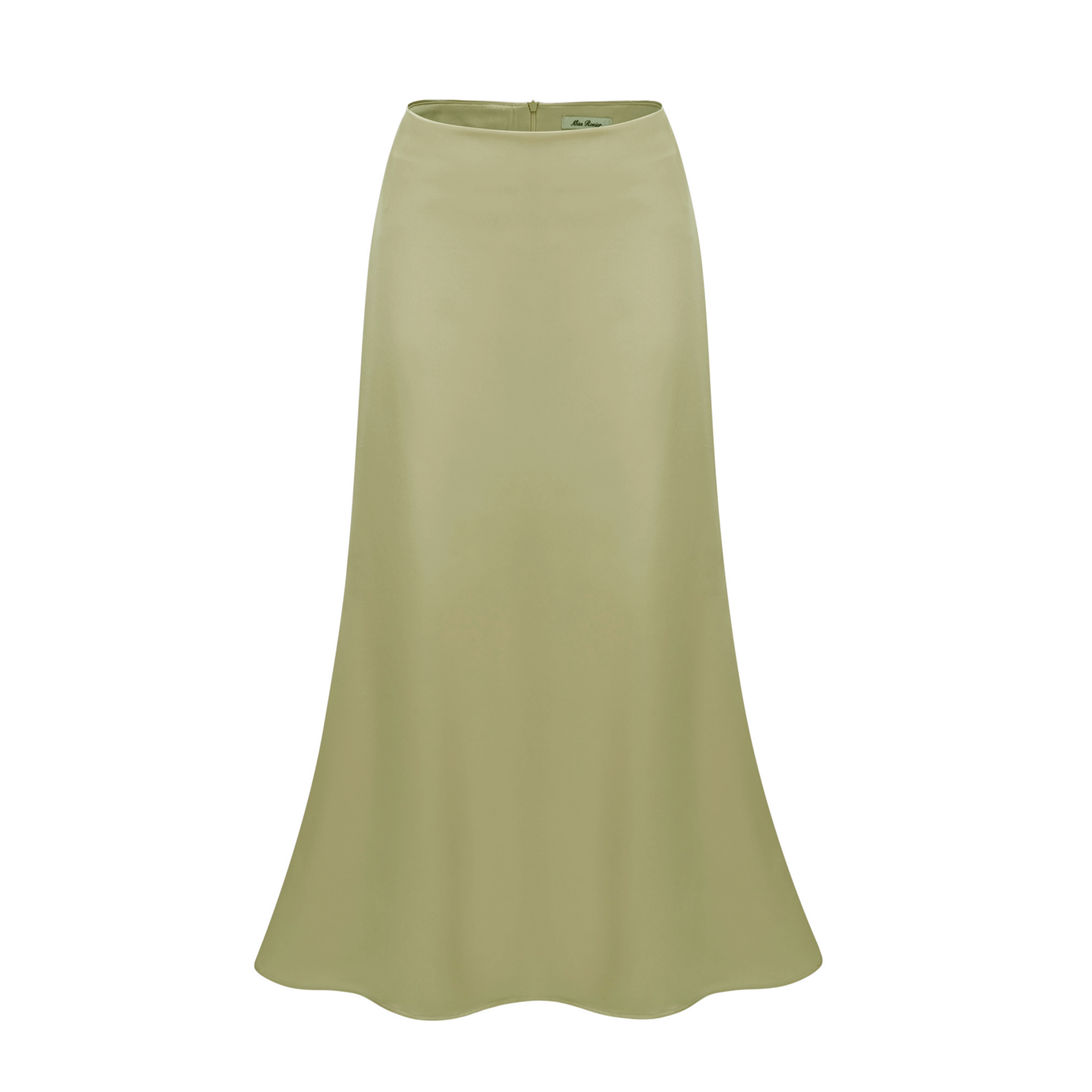 Querubina Green Plunge Neck Satin Top & Skirt Set