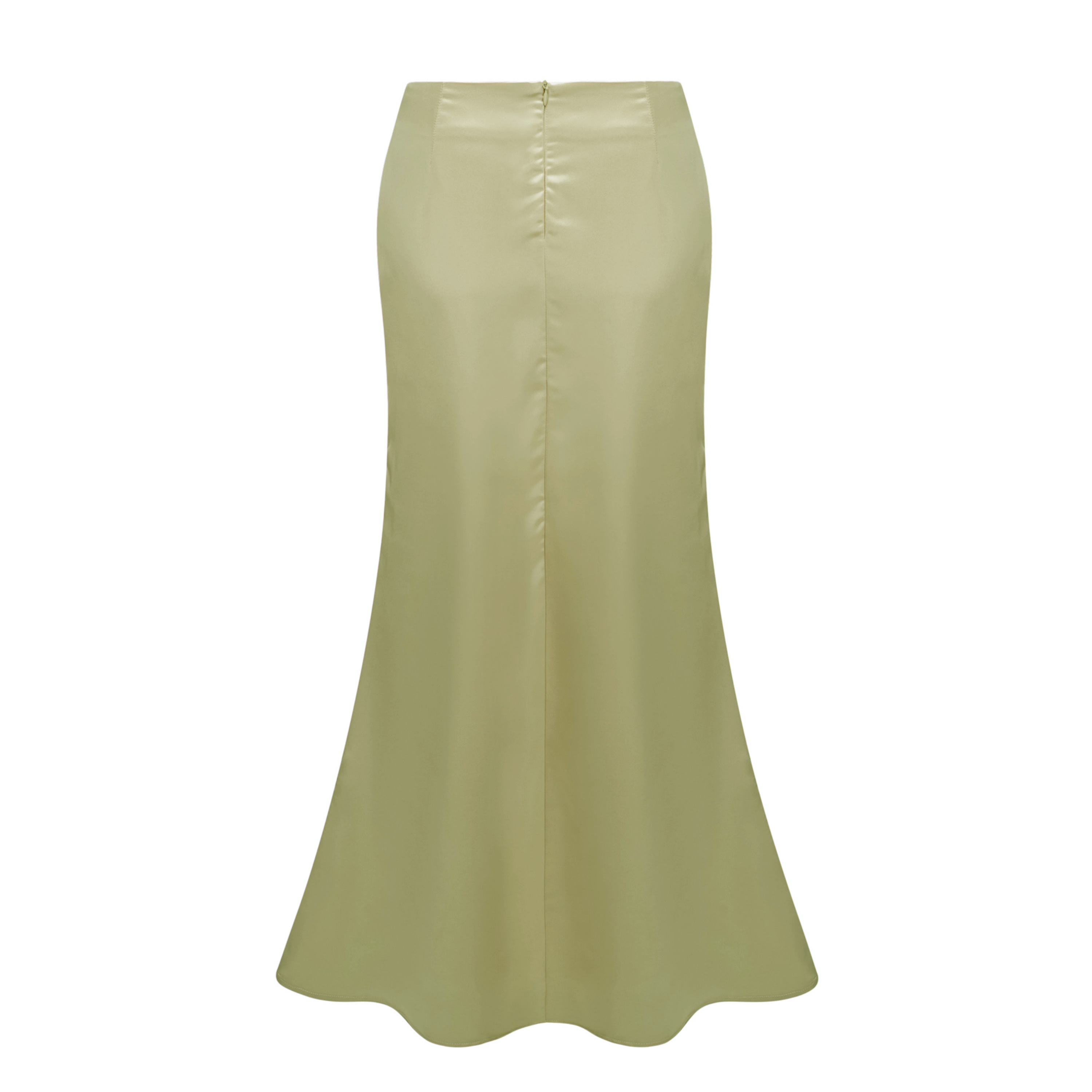Querubina Green Plunge Neck Satin Top & Skirt Set