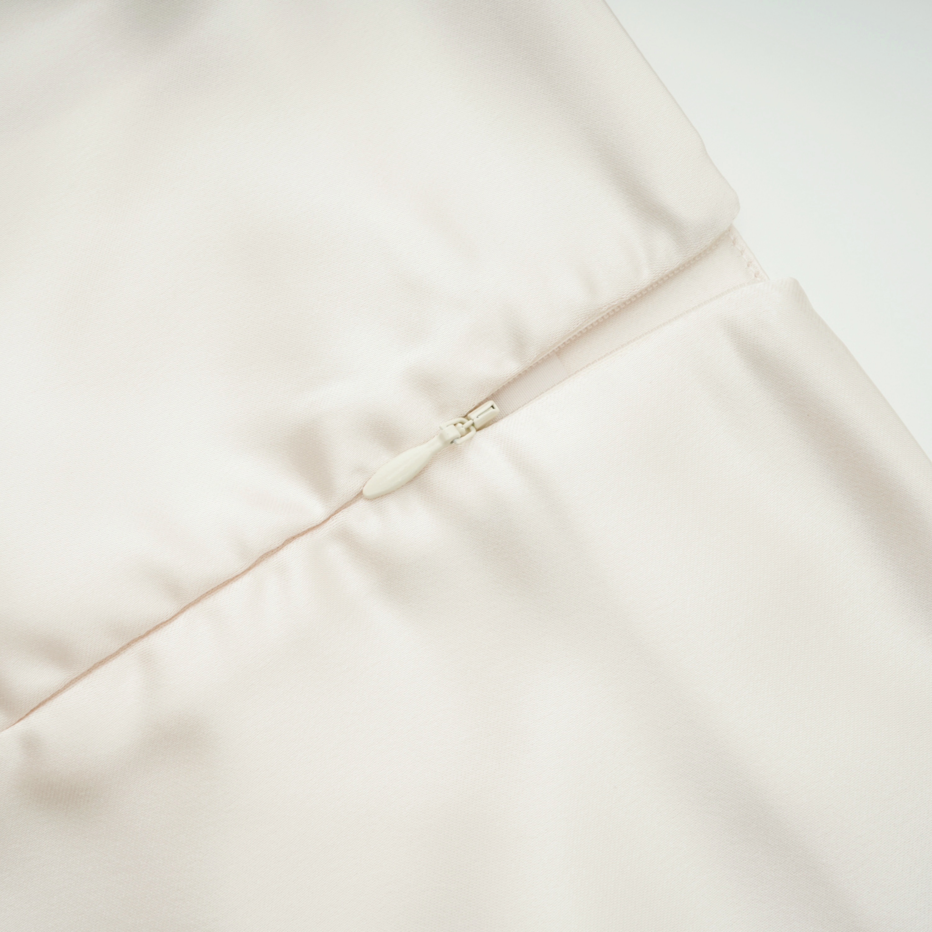 Querubina Ivory Plunge Neck Satin Top & Skirt Set