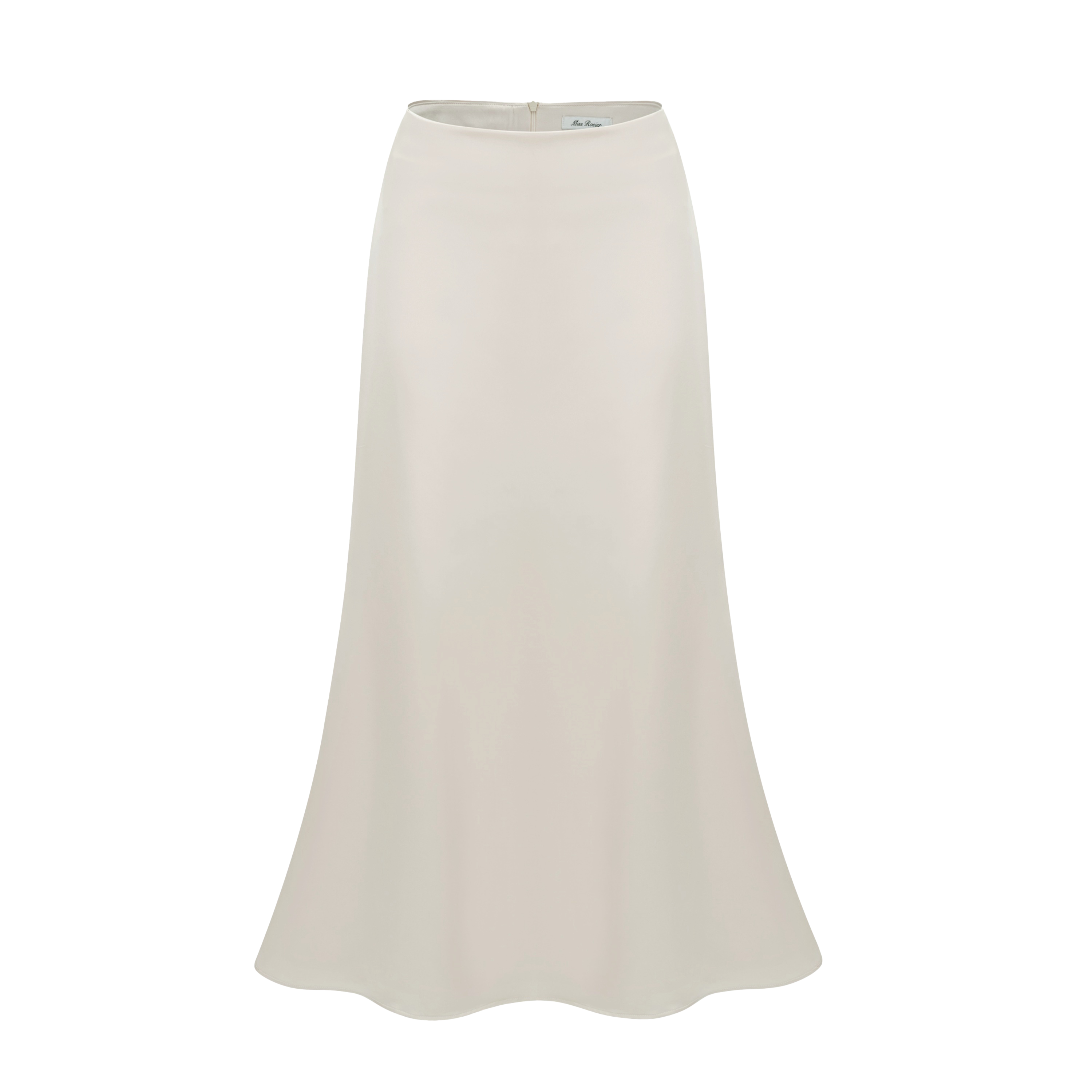 Querubina Ivory Plunge Neck Satin Top & Skirt Set