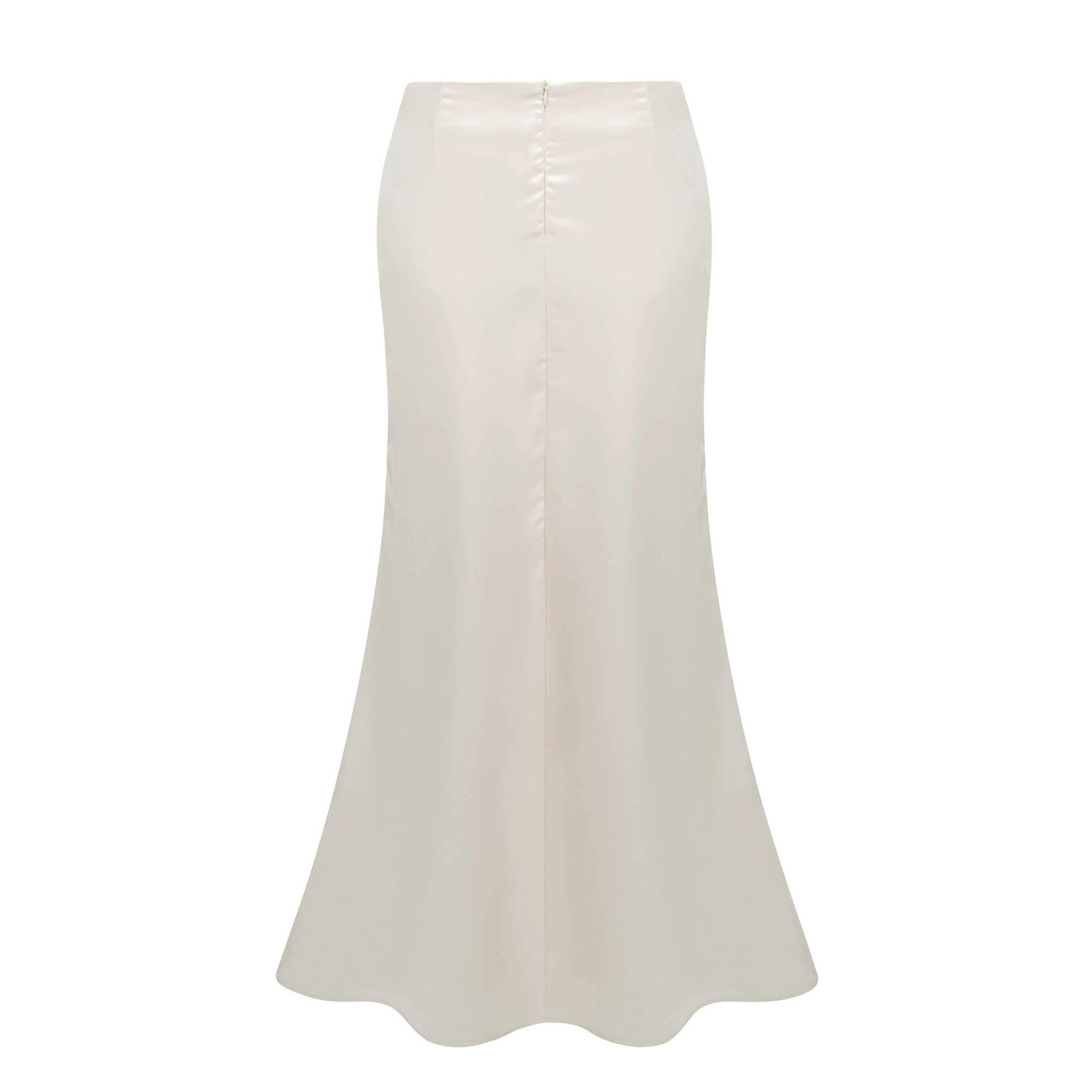 Querubina Ivory Plunge Neck Satin Top & Skirt Set