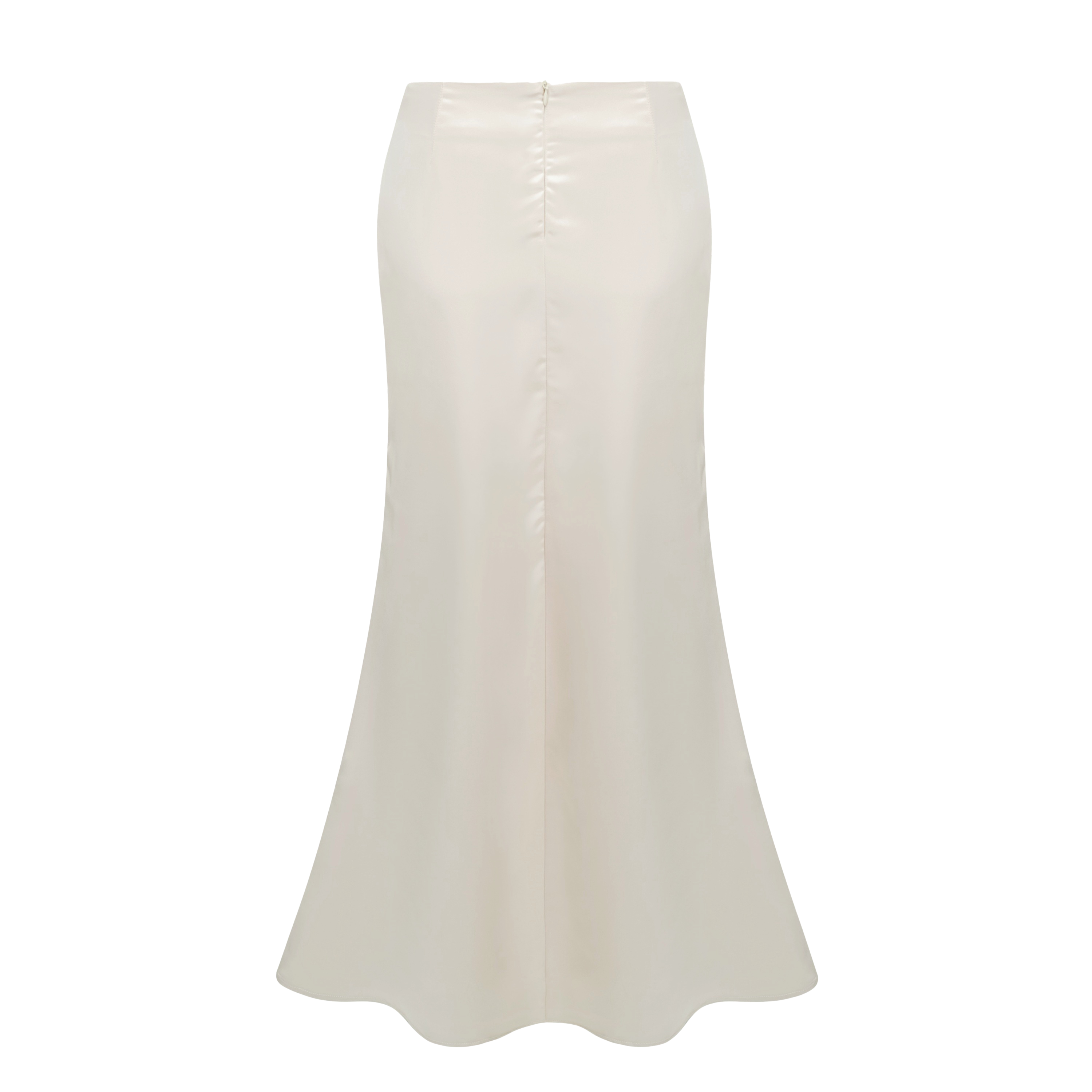Querubina Ivory Plunge Neck Satin Top & Skirt Set