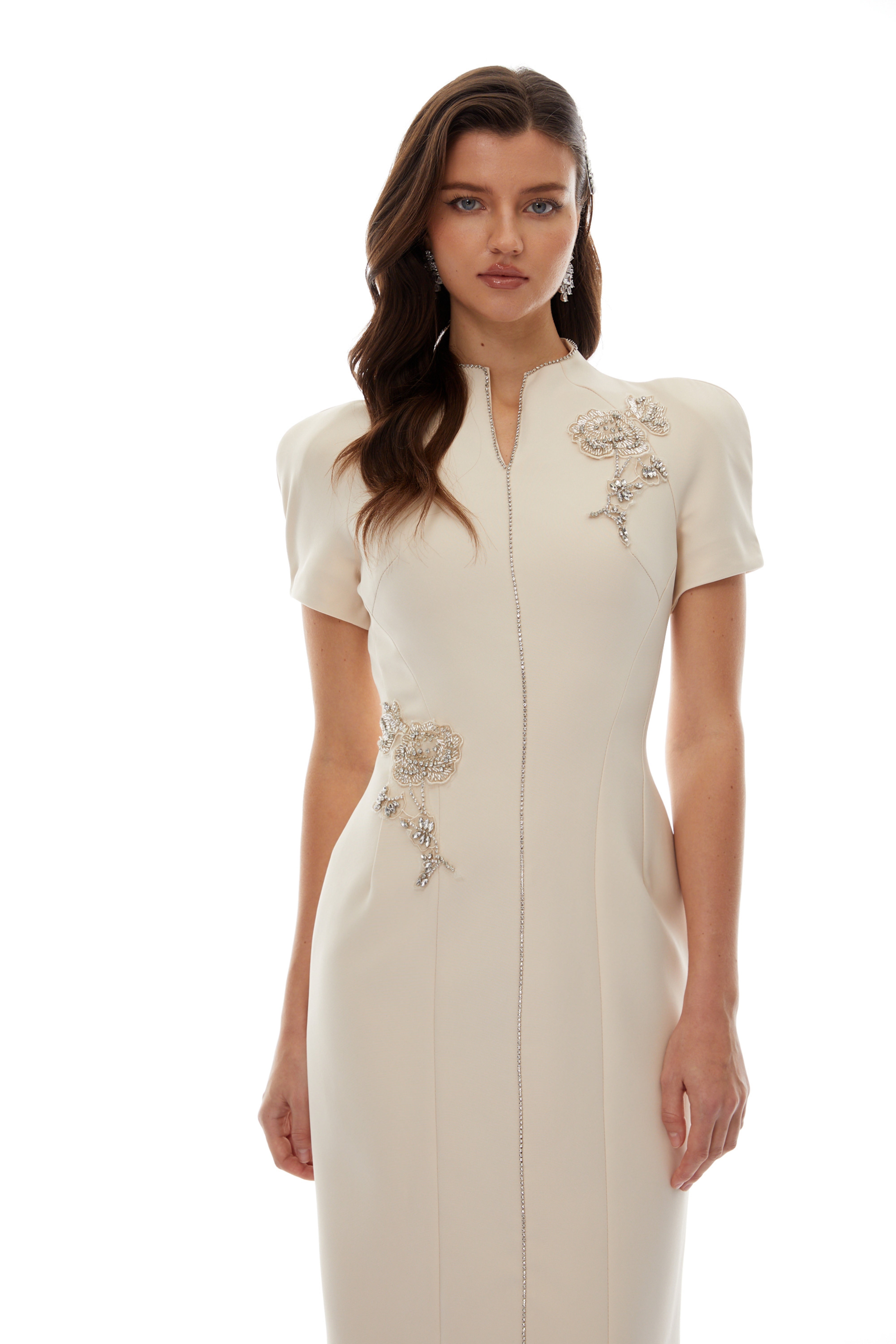 Floral Crystal Midi Dress