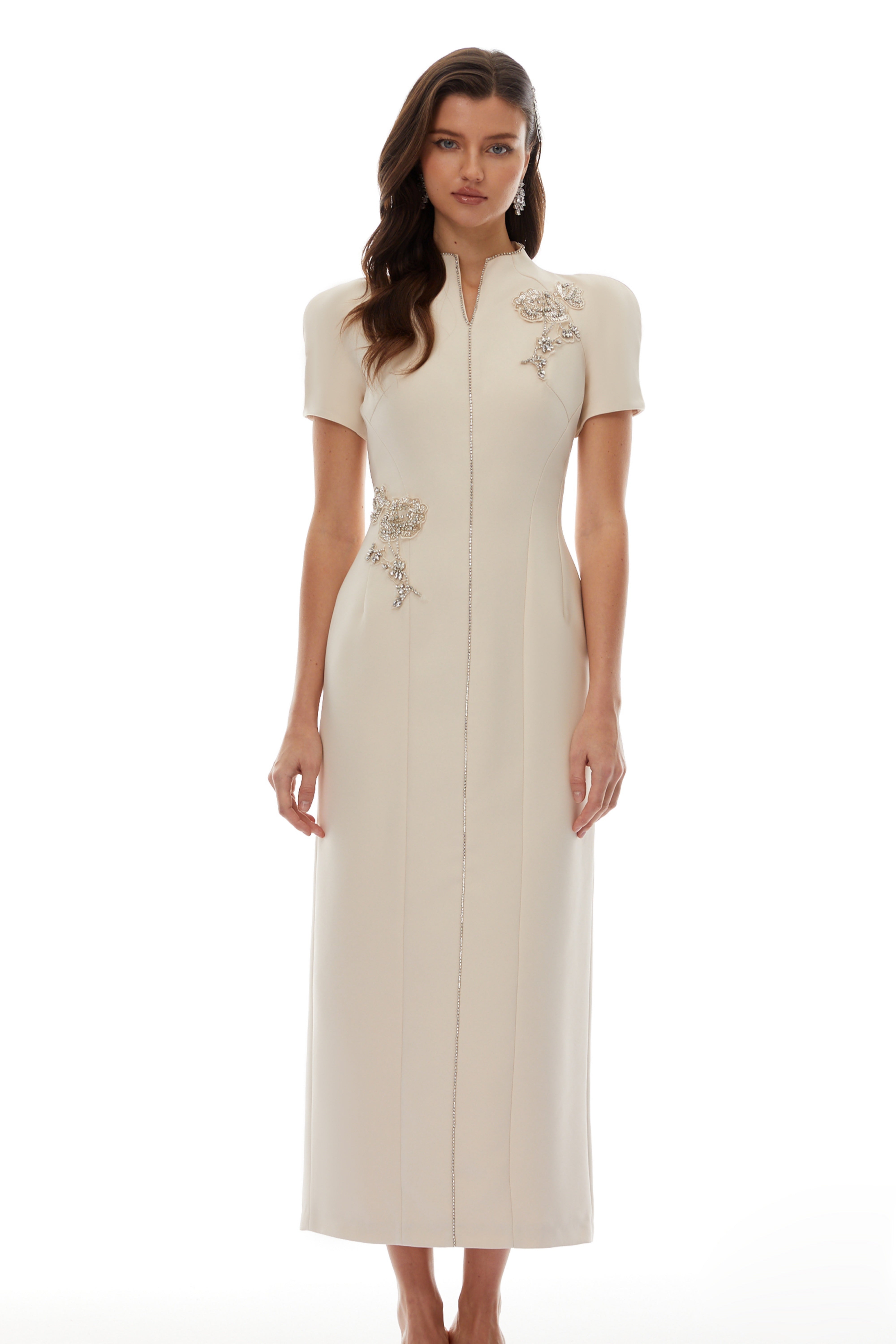 Floral Crystal Midi Dress