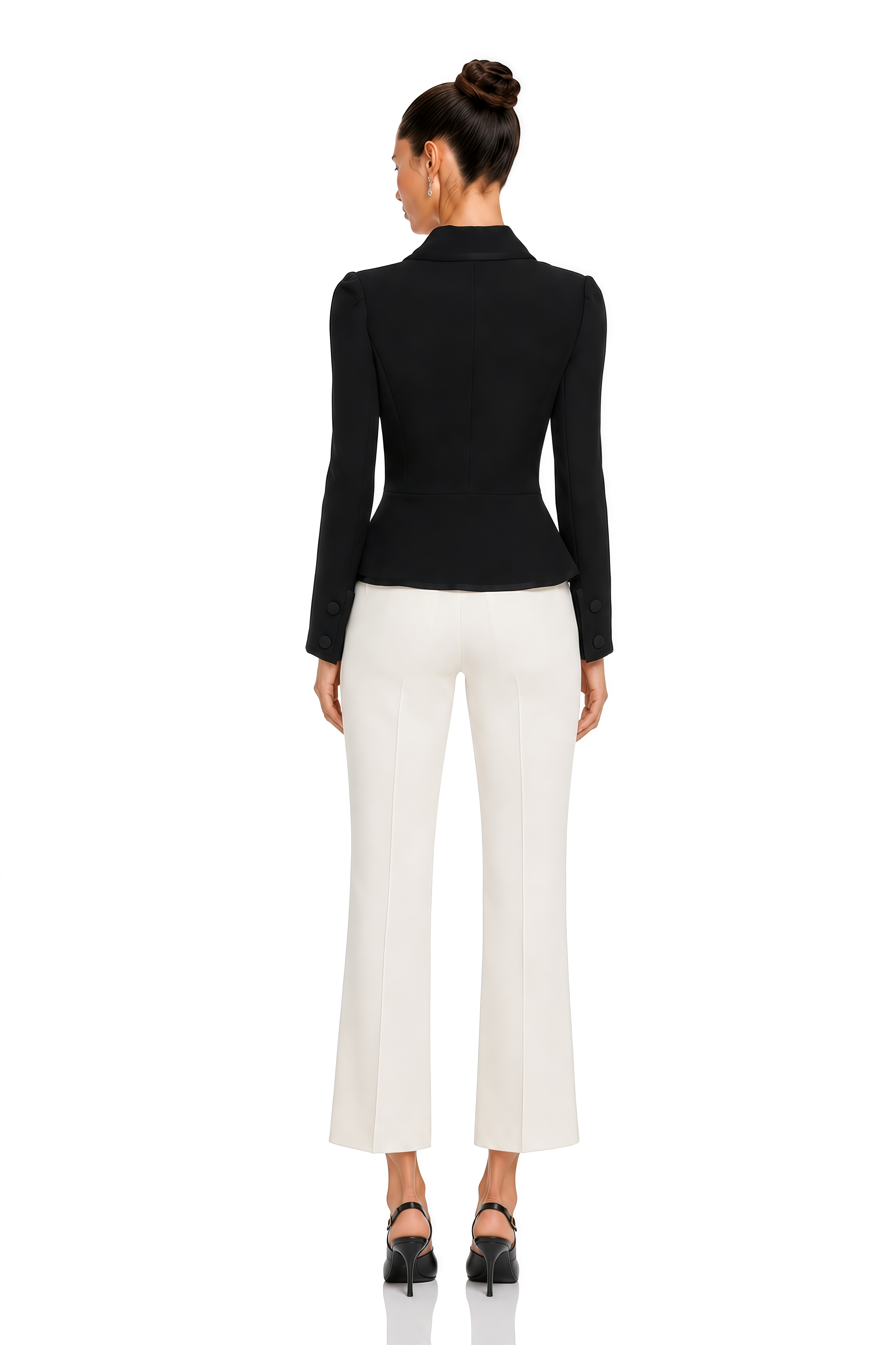 Raina Black Contrast Bow Collar Cropped Blazer