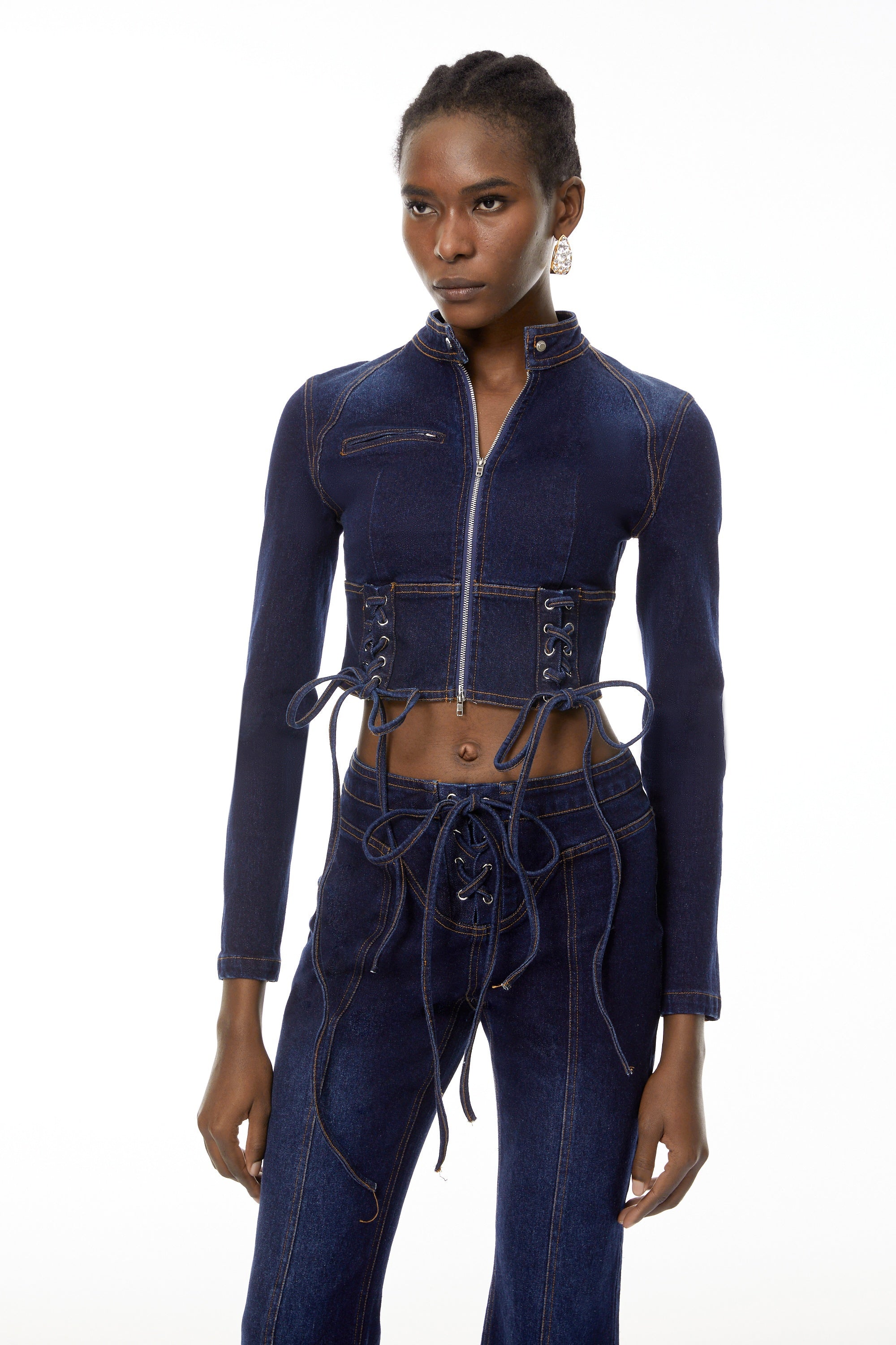Denim Lace-Up Co-ord Set