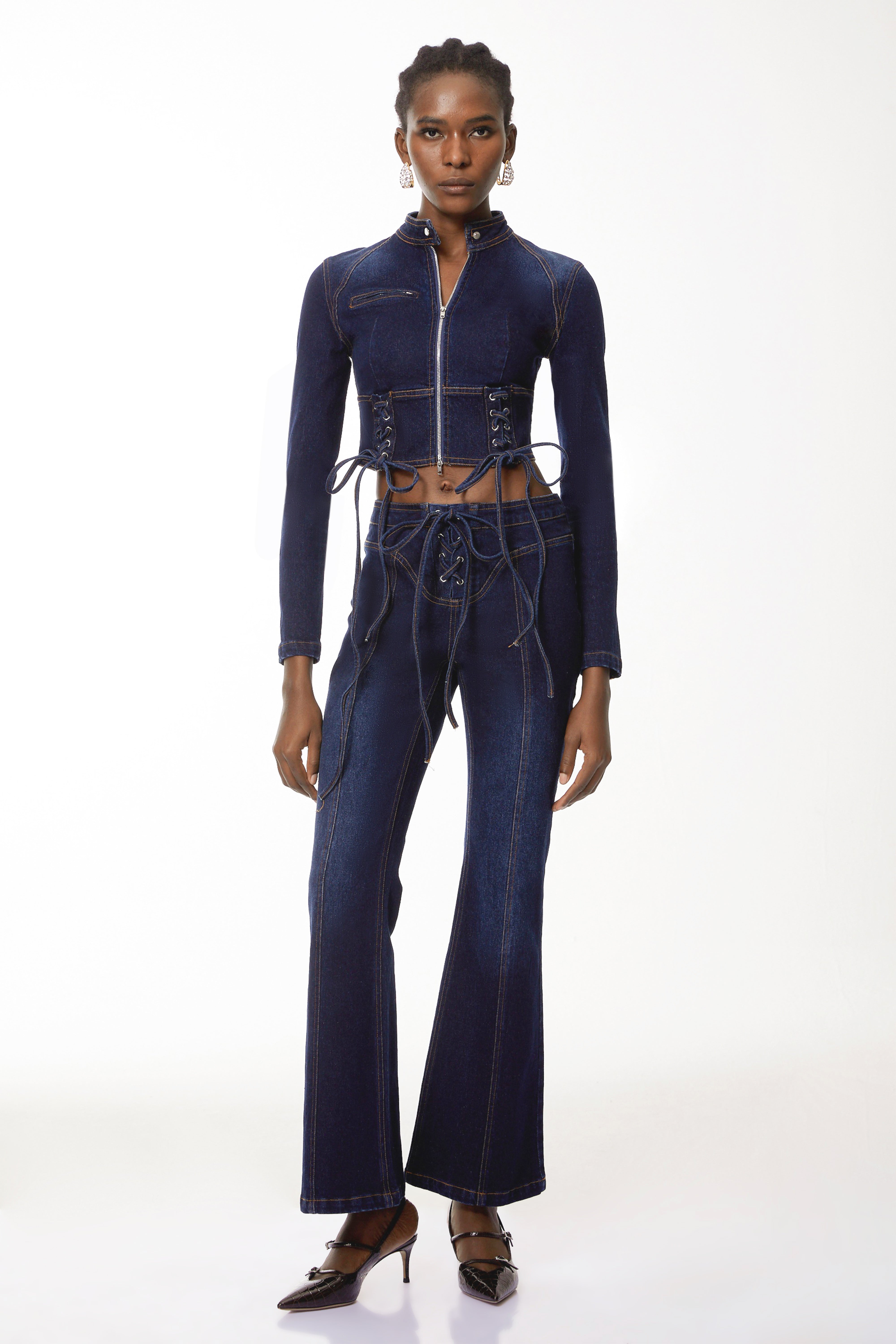 Denim Lace-Up Co-ord Set