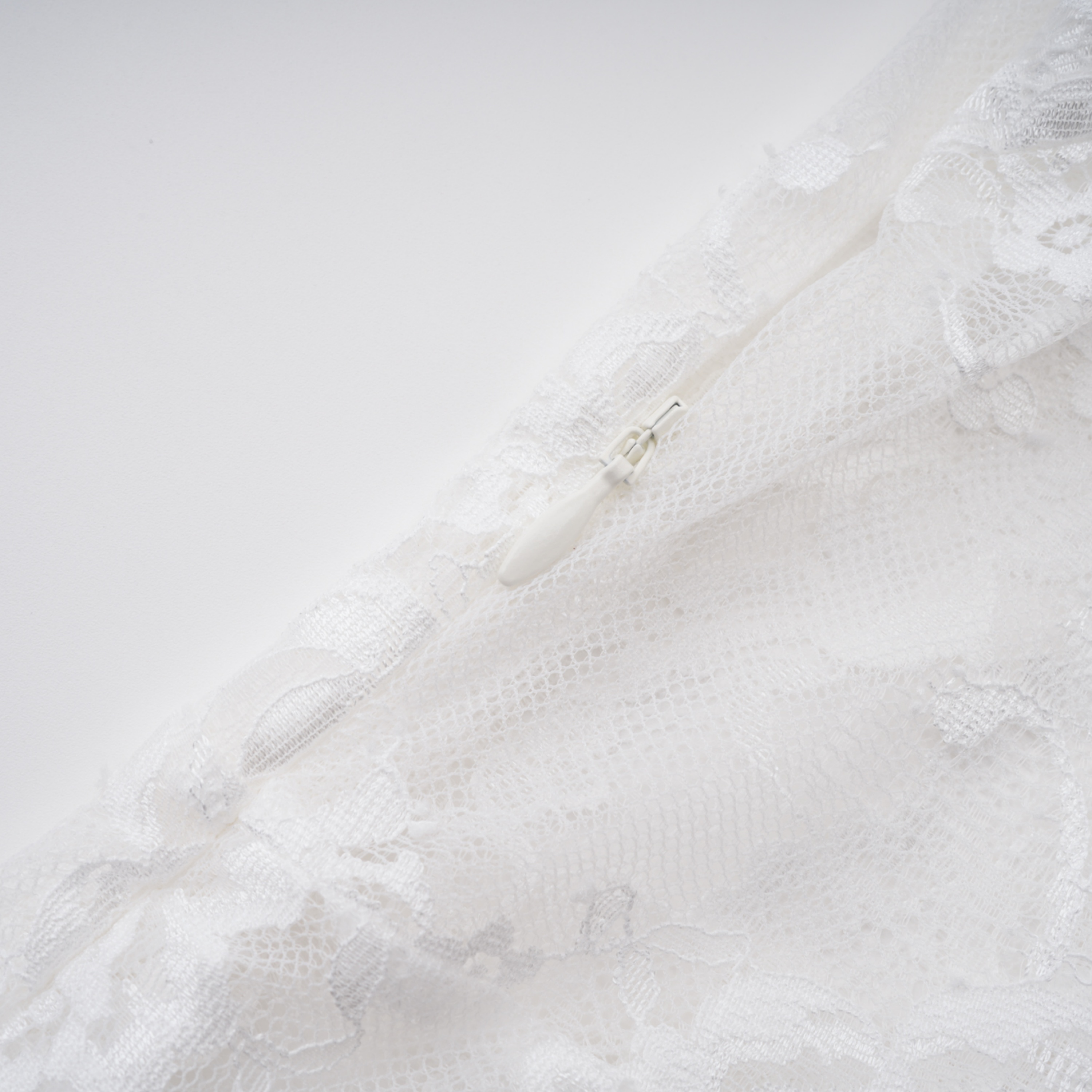 Renata White Ruched Top & Semi Sheer Lace Mini Dress Set
