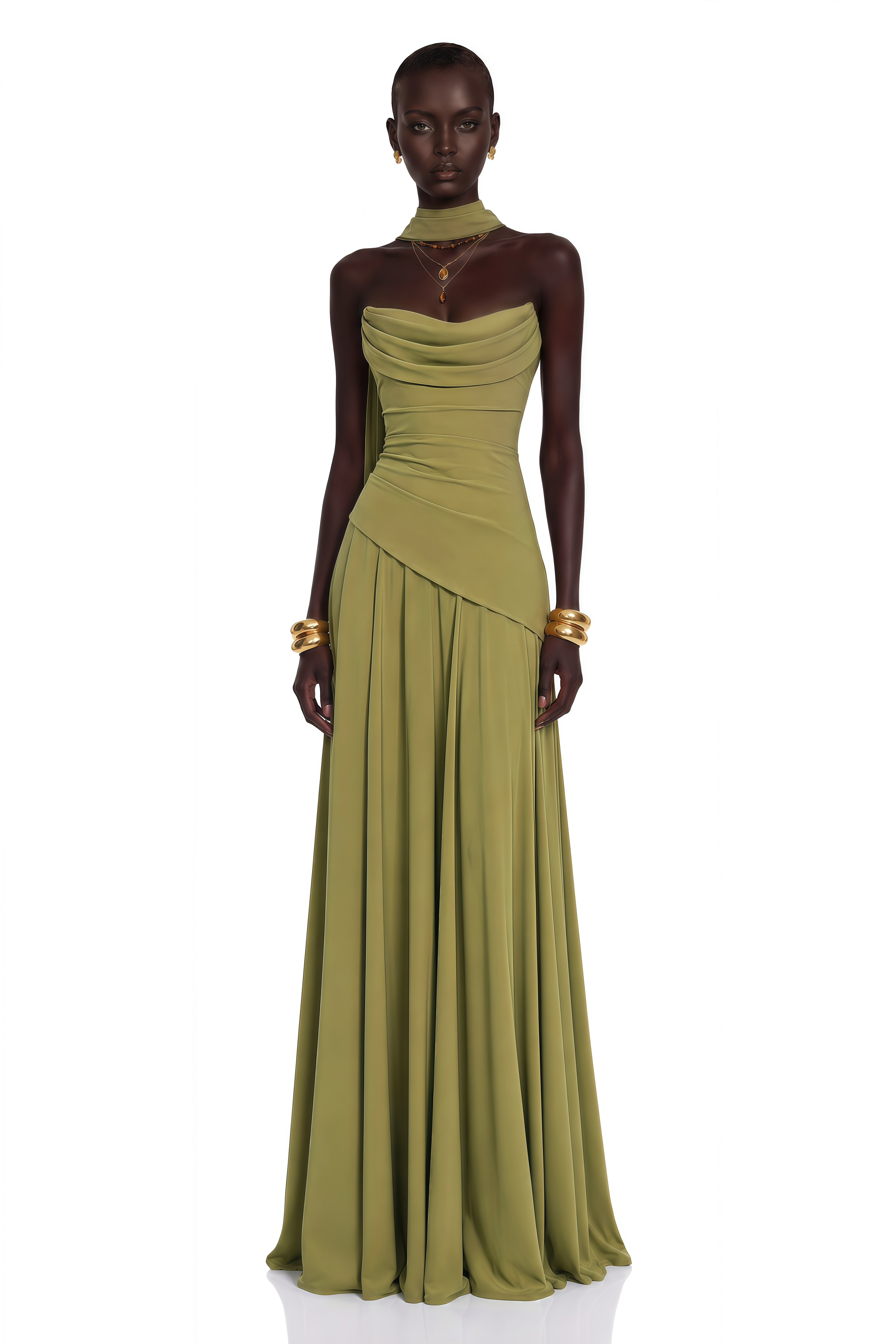 Romane Green Strapless Corset Chiffon Maxi Dress – Miss Rosier