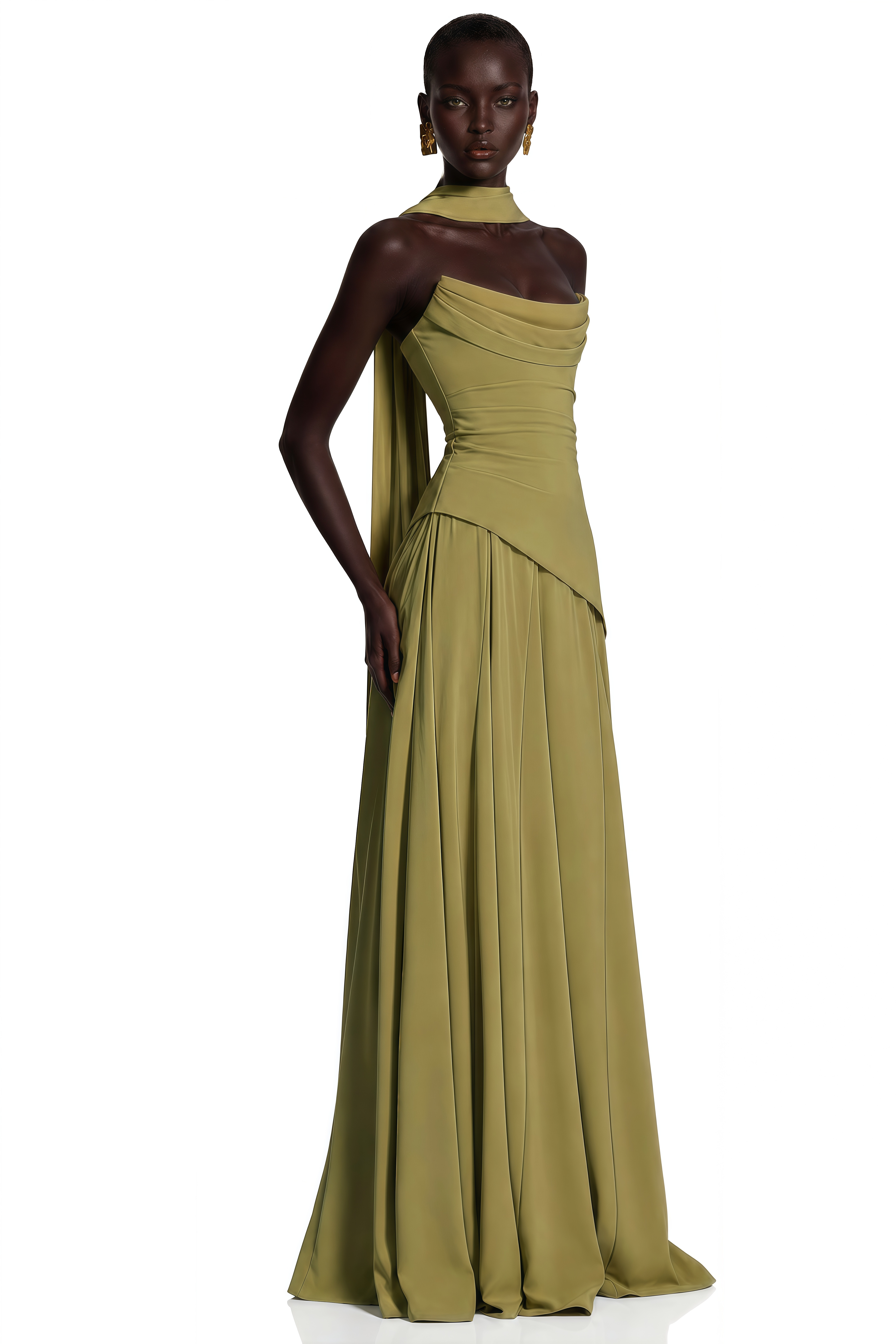 Romane Green Strapless Corset Chiffon Maxi Dress – Miss Rosier