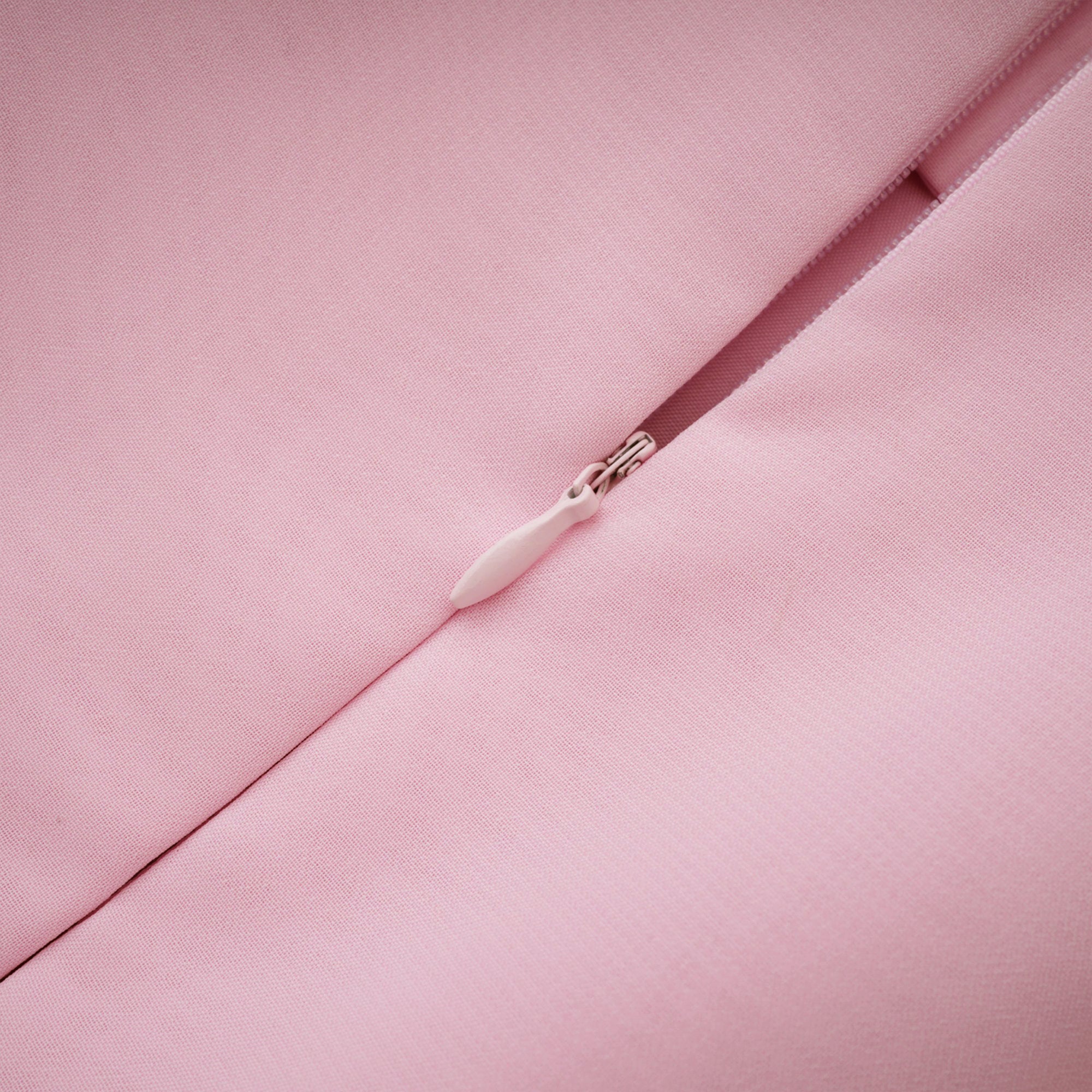 Pink strapless maxi dress with a draped cowl neckline and a matching long neck scarf