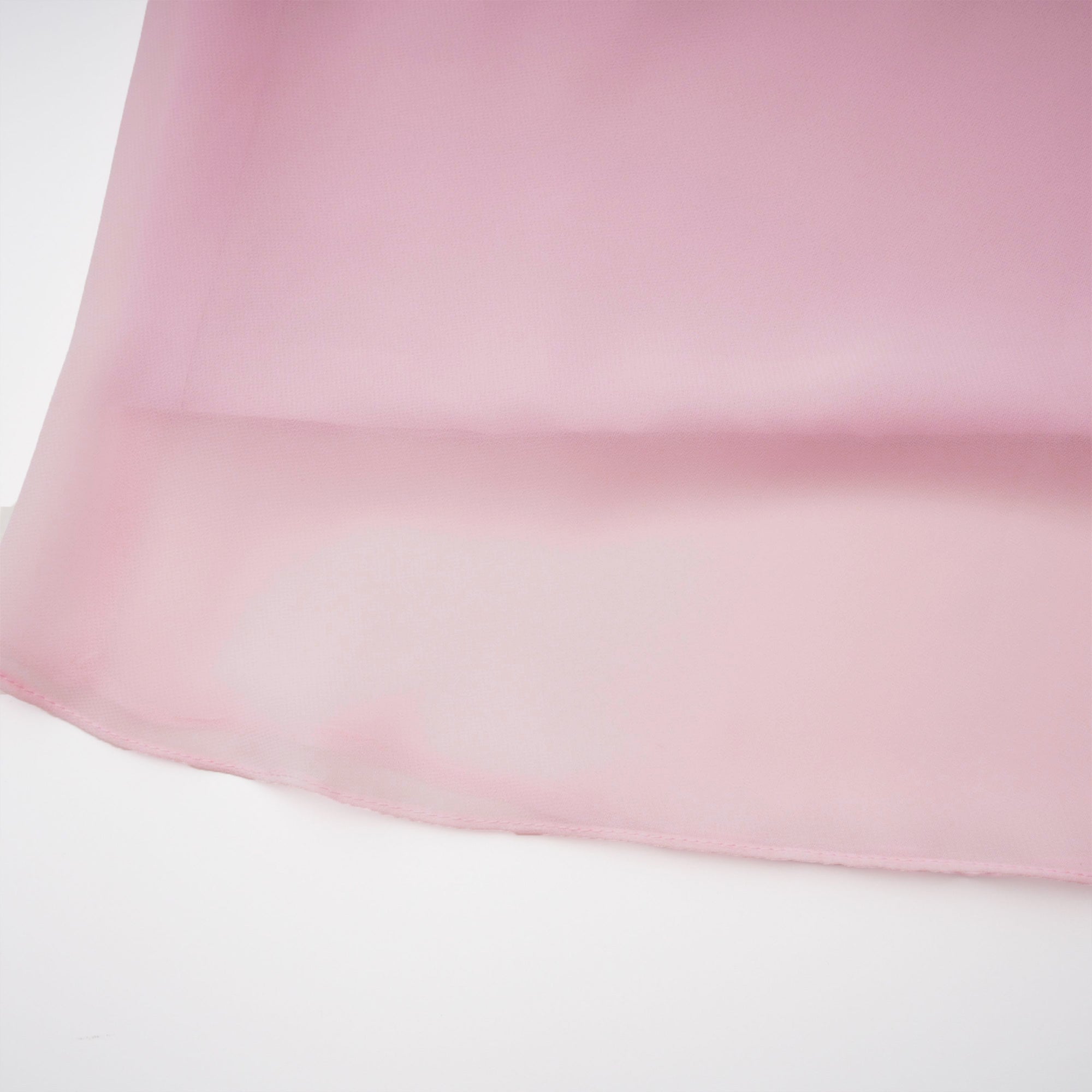 Pink strapless maxi dress with a draped cowl neckline and a matching long neck scarf