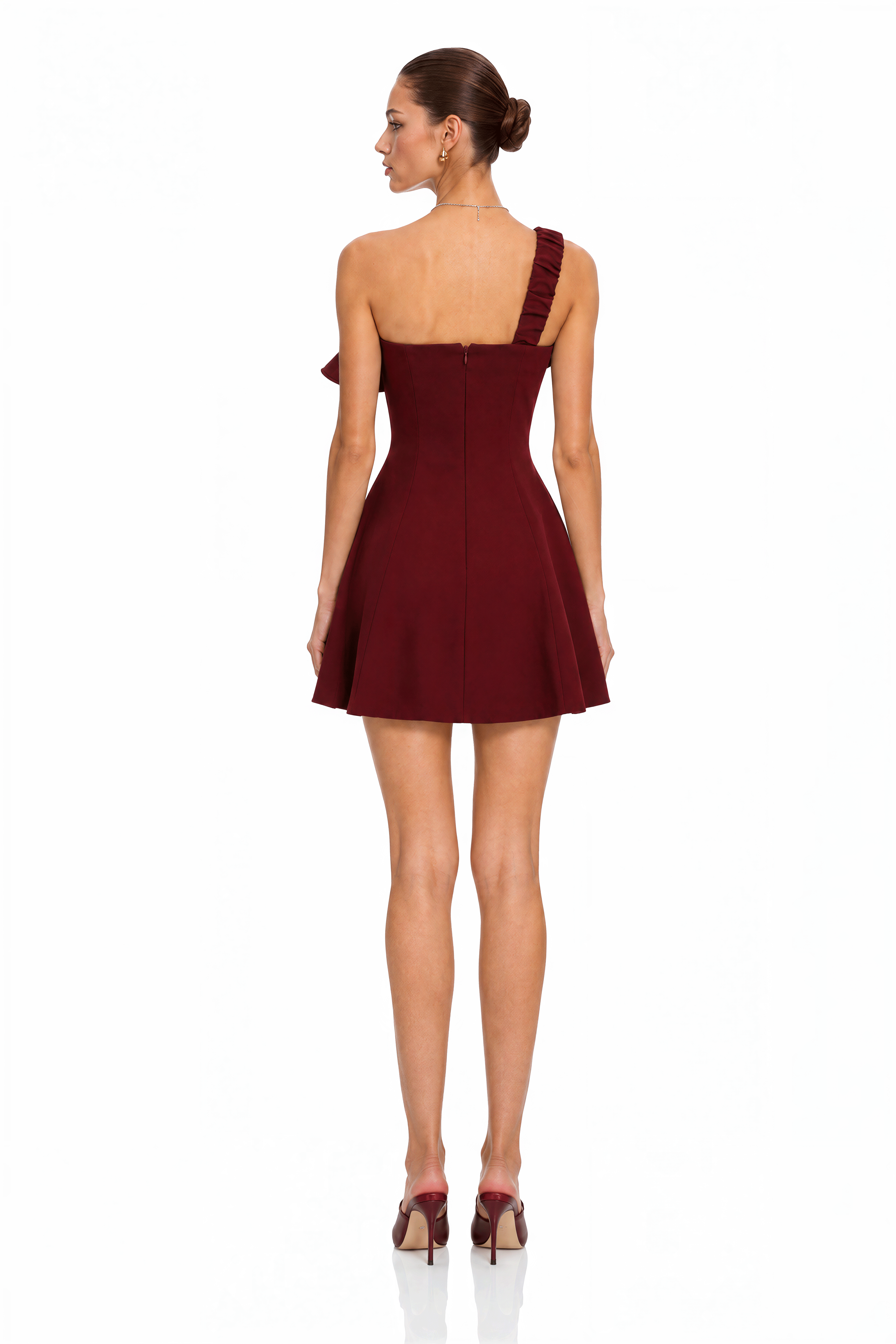 Rosalee Burgundy Off-shoulder Sculpted Mini Dress