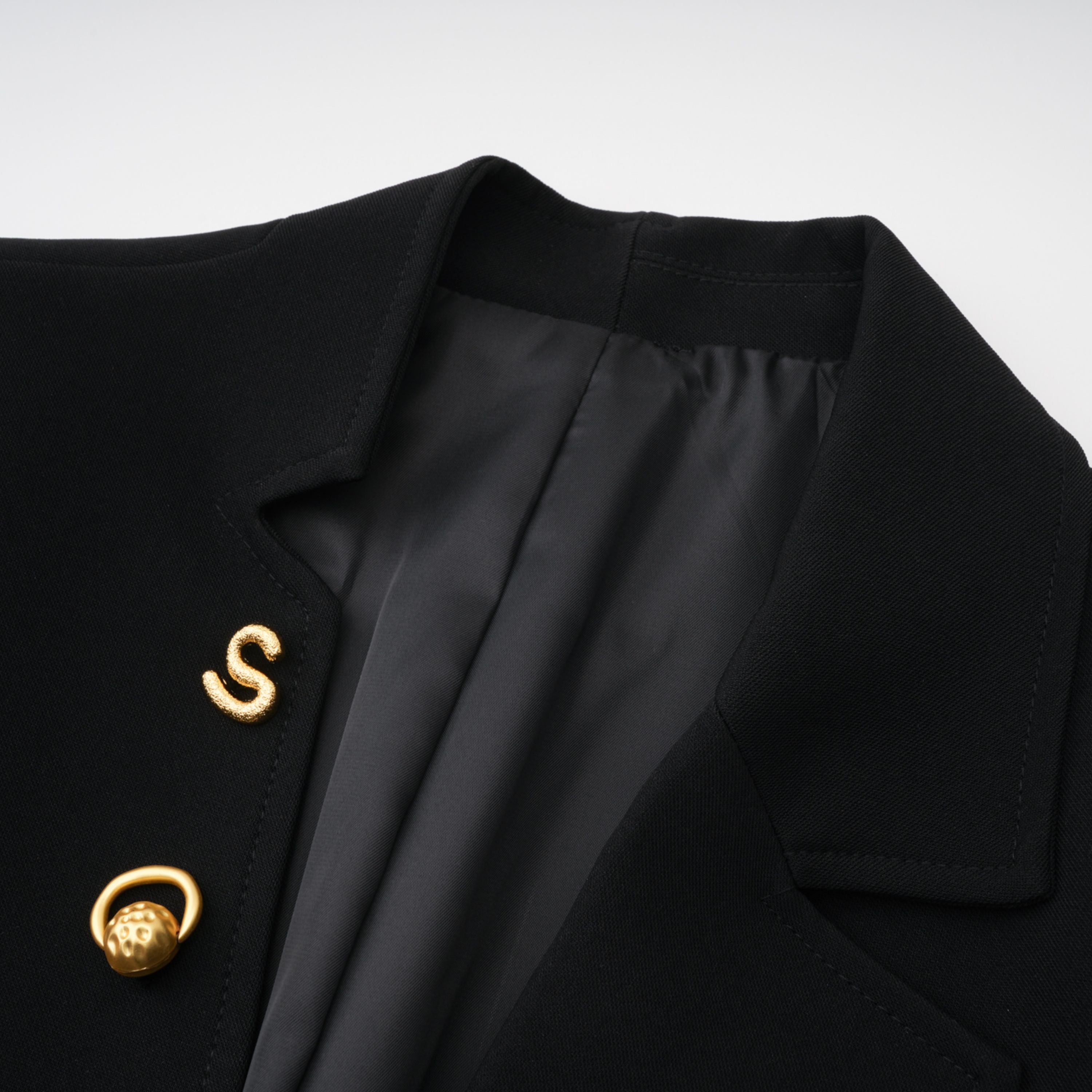 Rosalie Black Asymmetrical Decorative Button Blazer