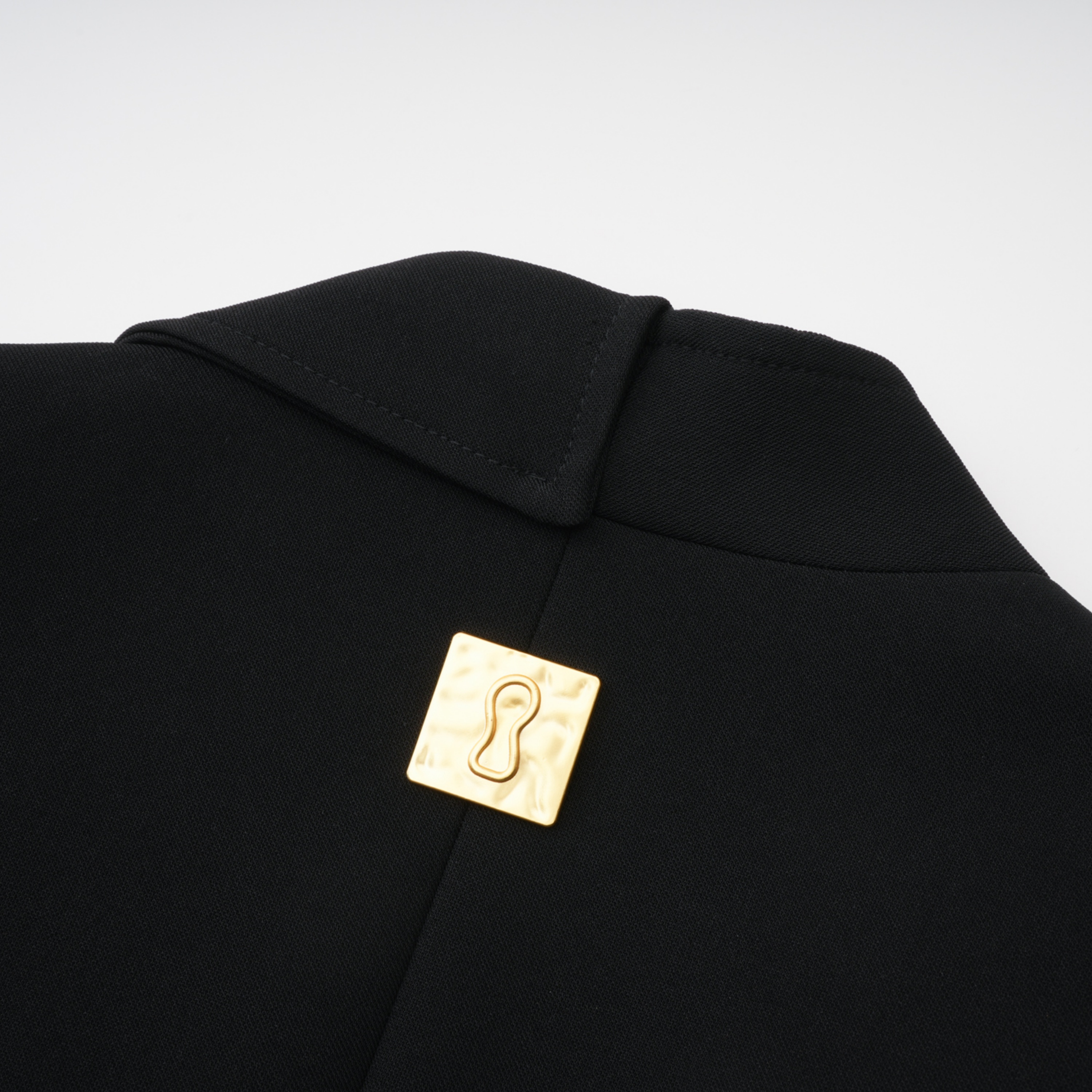 Rosalie Black Asymmetrical Decorative Button Blazer