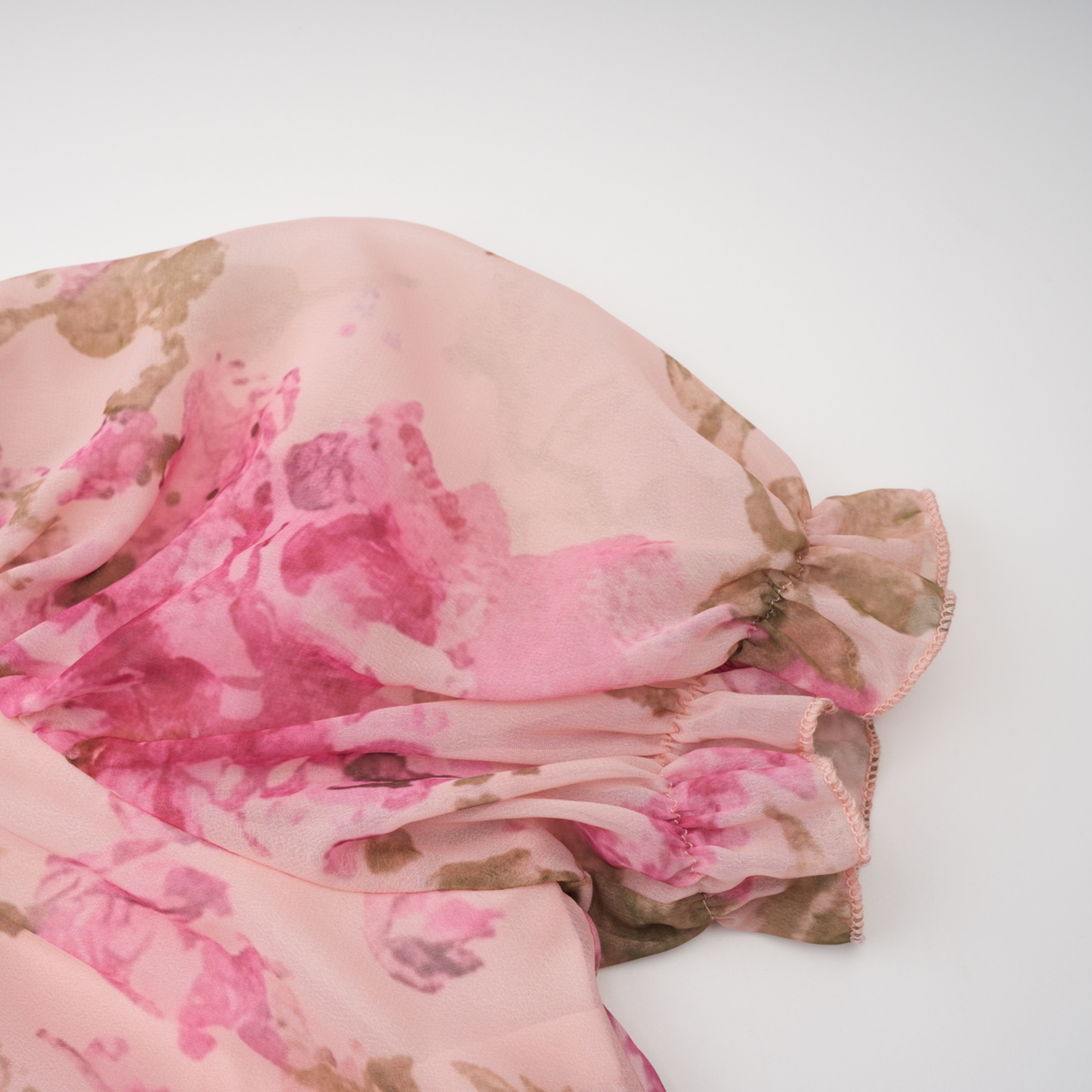 Rosalind Pink Mock Neck Puff Sleeve Floral Maxi Dress