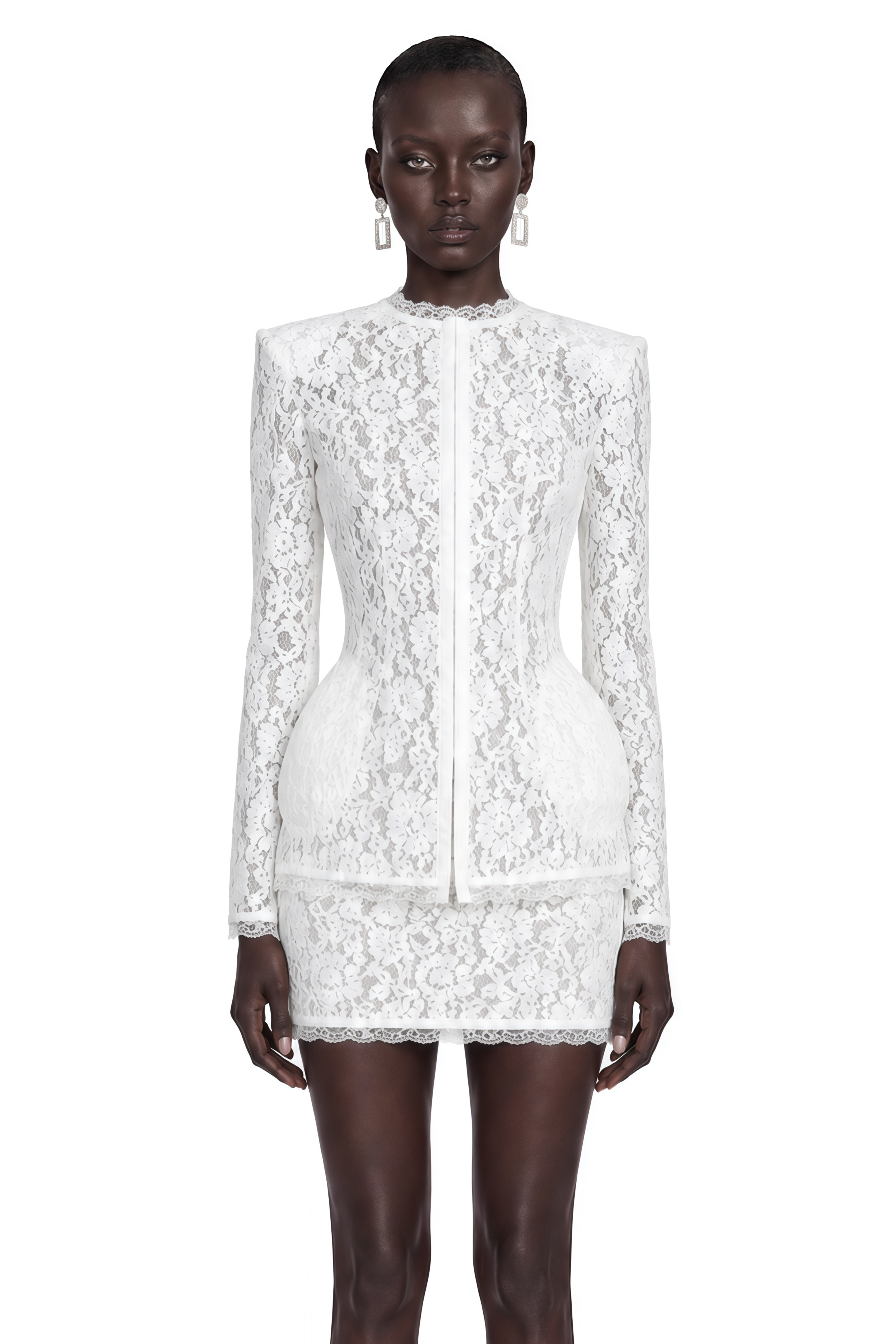 Roxane White Lace Structured Jacket
