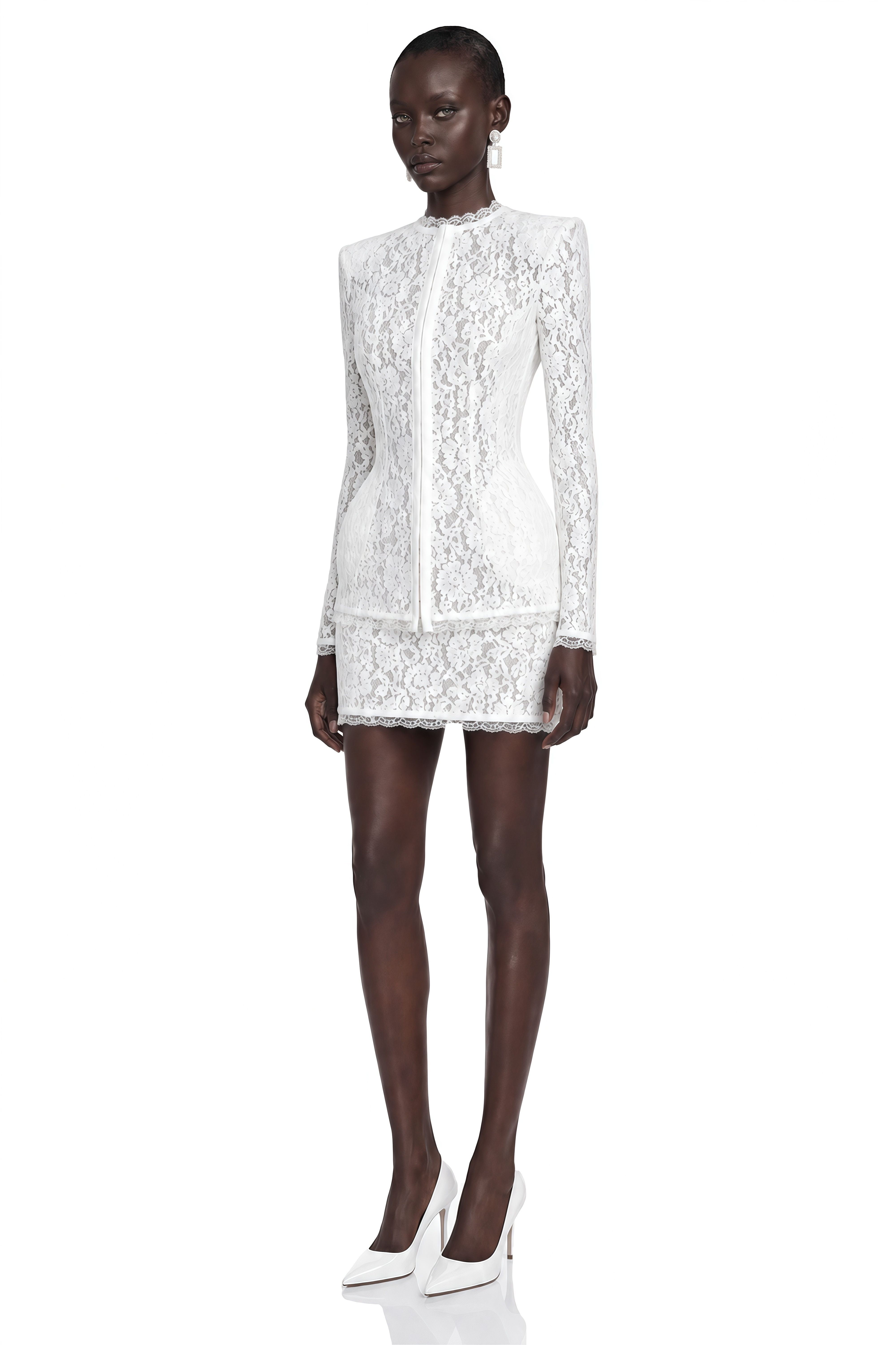 Roxane White Lace Structured Jacket