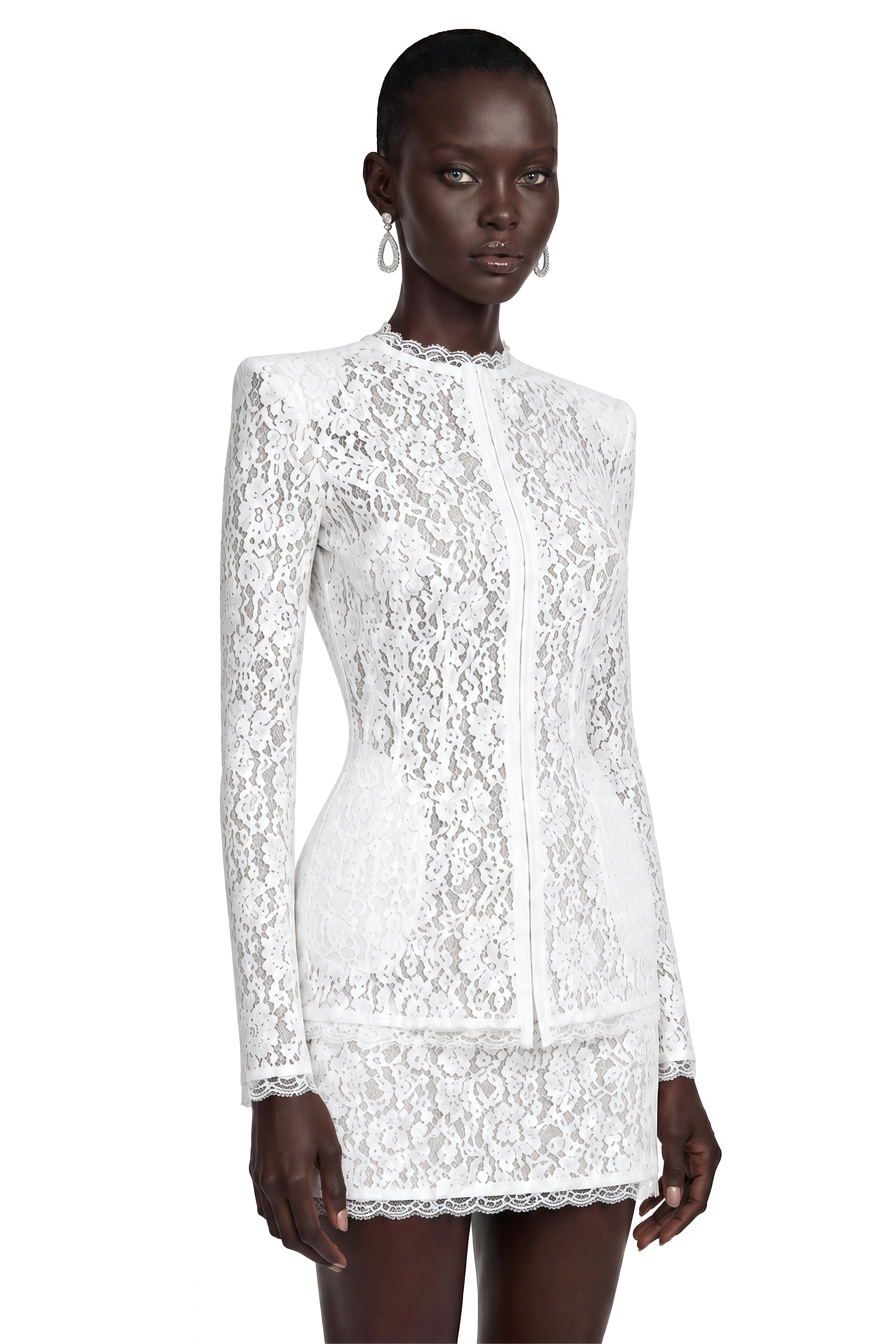 Roxane White Lace Structured Jacket