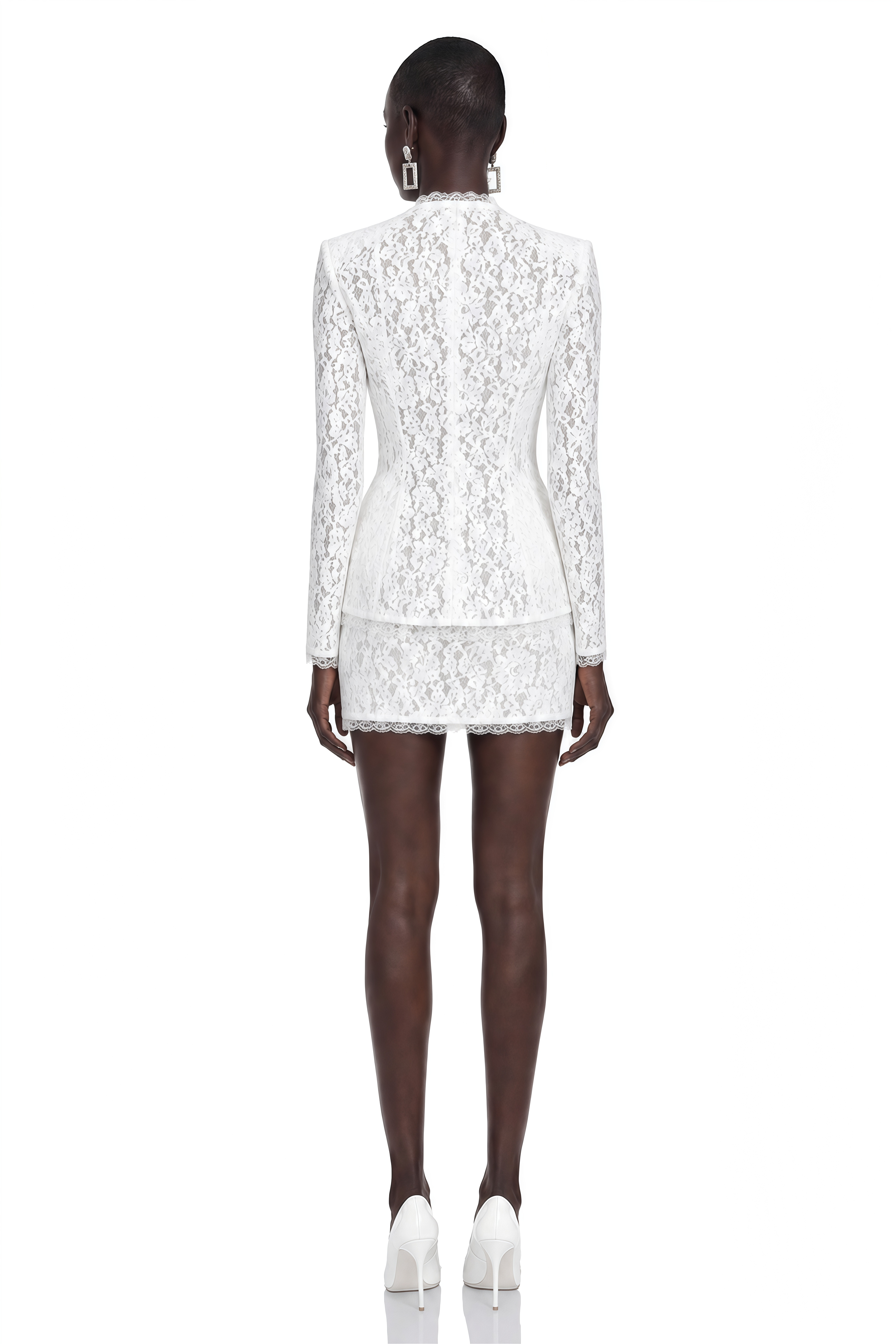 Roxane White Lace Structured Jacket