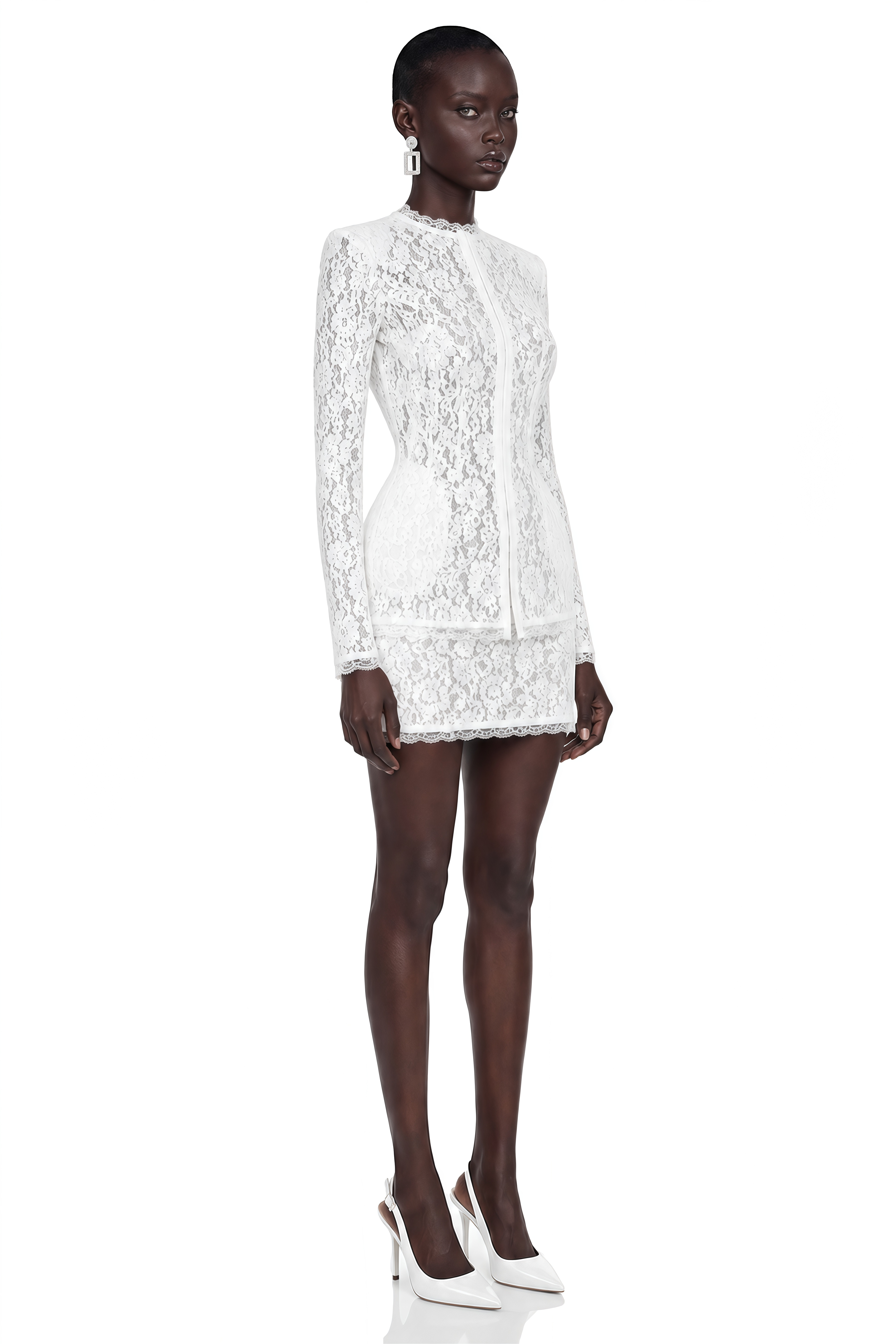 Roxane White Lace Structured Jacket