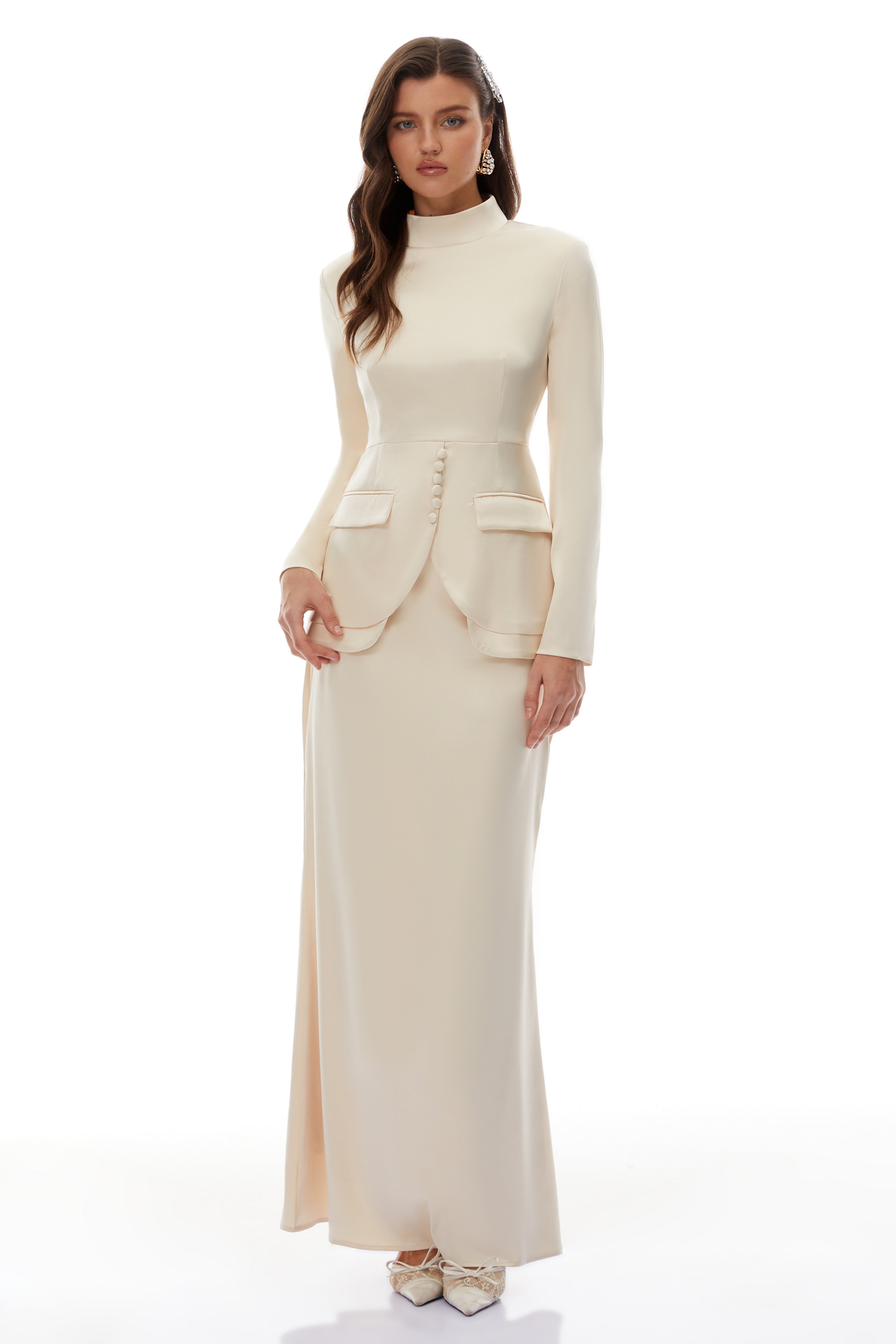 High Neck Blouse & Mermaid Skirt Set
