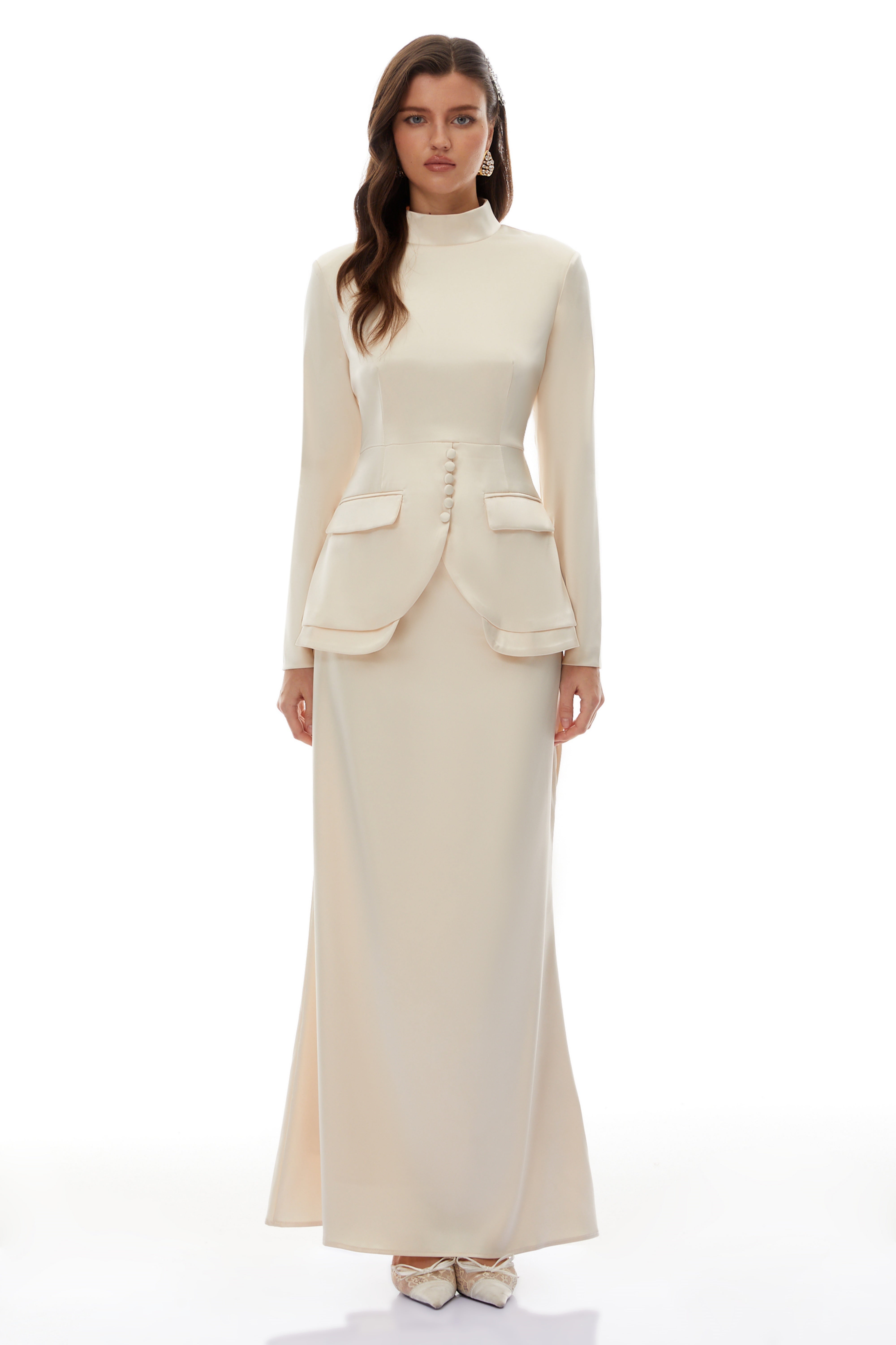 High Neck Blouse & Mermaid Skirt Set