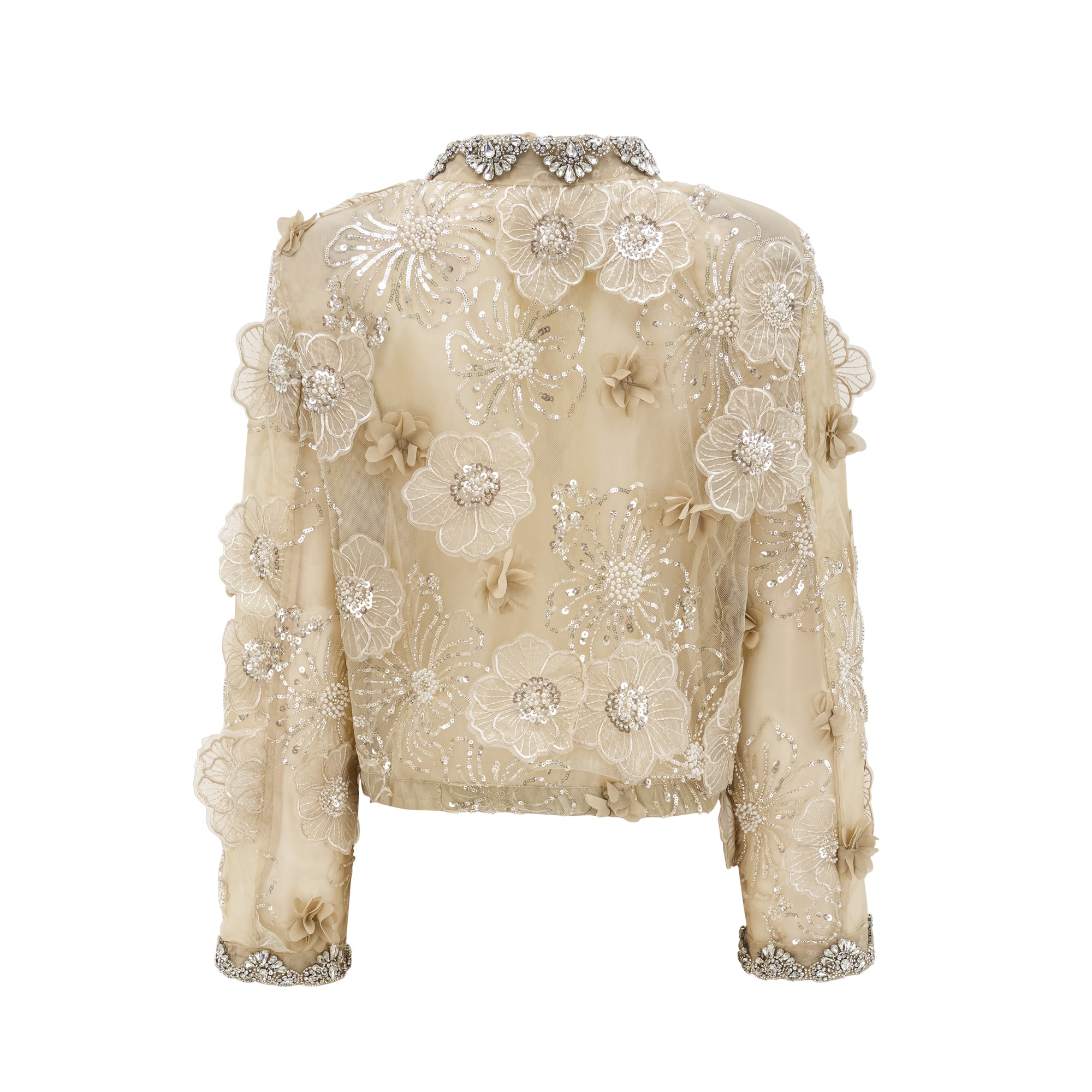 Liane Semi-Sheer Flower Beaded Organza Light Luxury Jacket – Miss