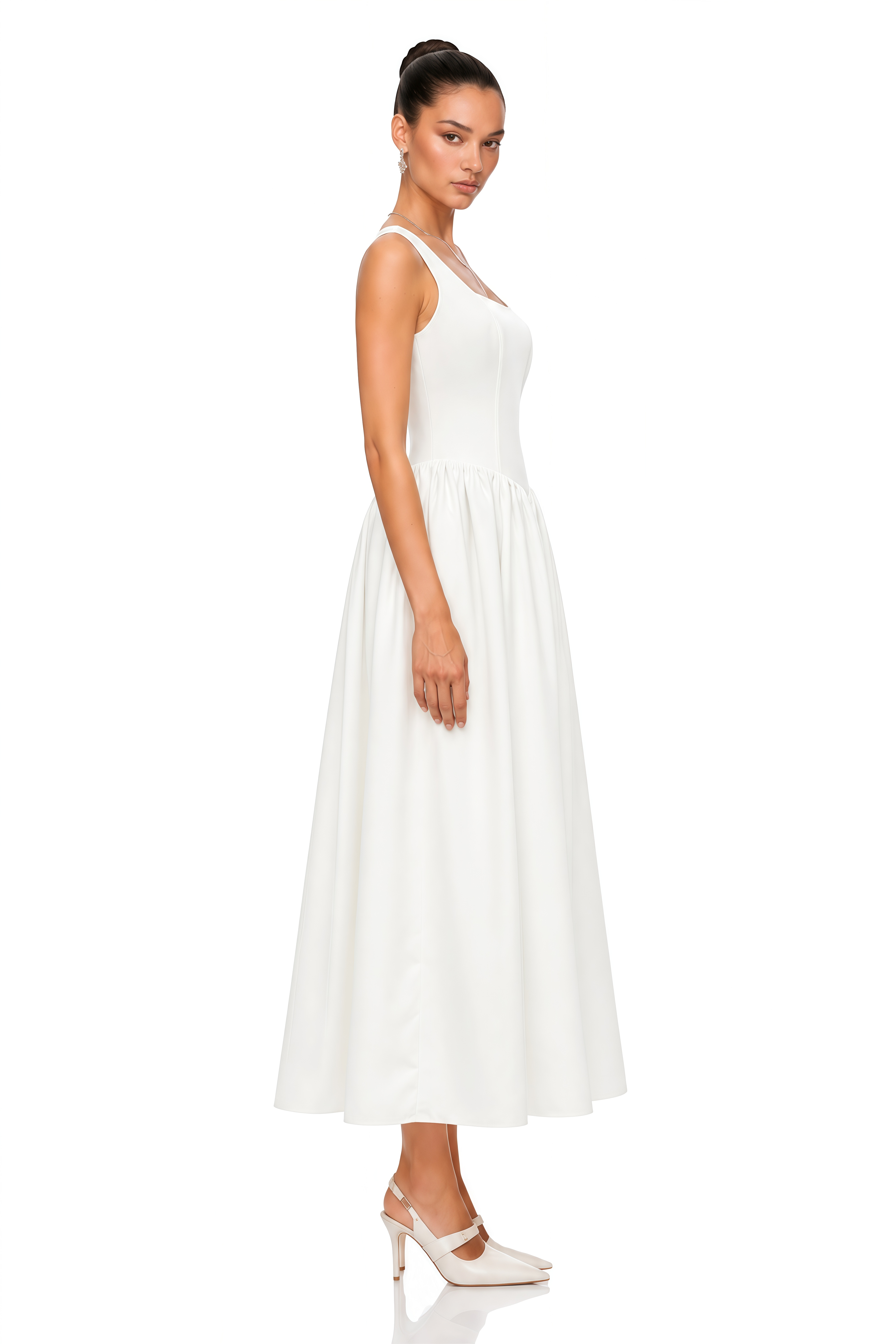 Sadie white pleated corset gown dress
