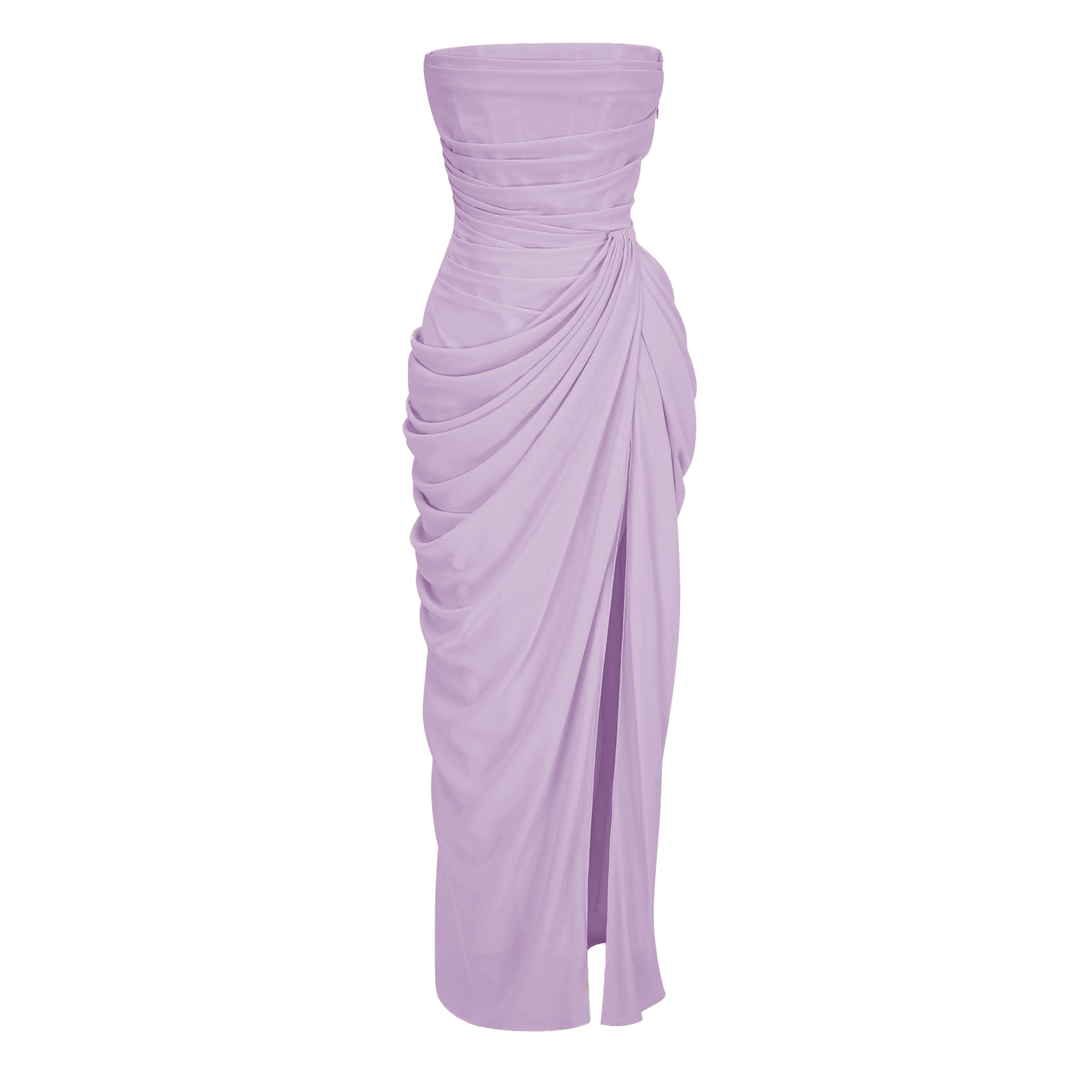 Safiya Purple Ruched Maxi Dress with Cross Front