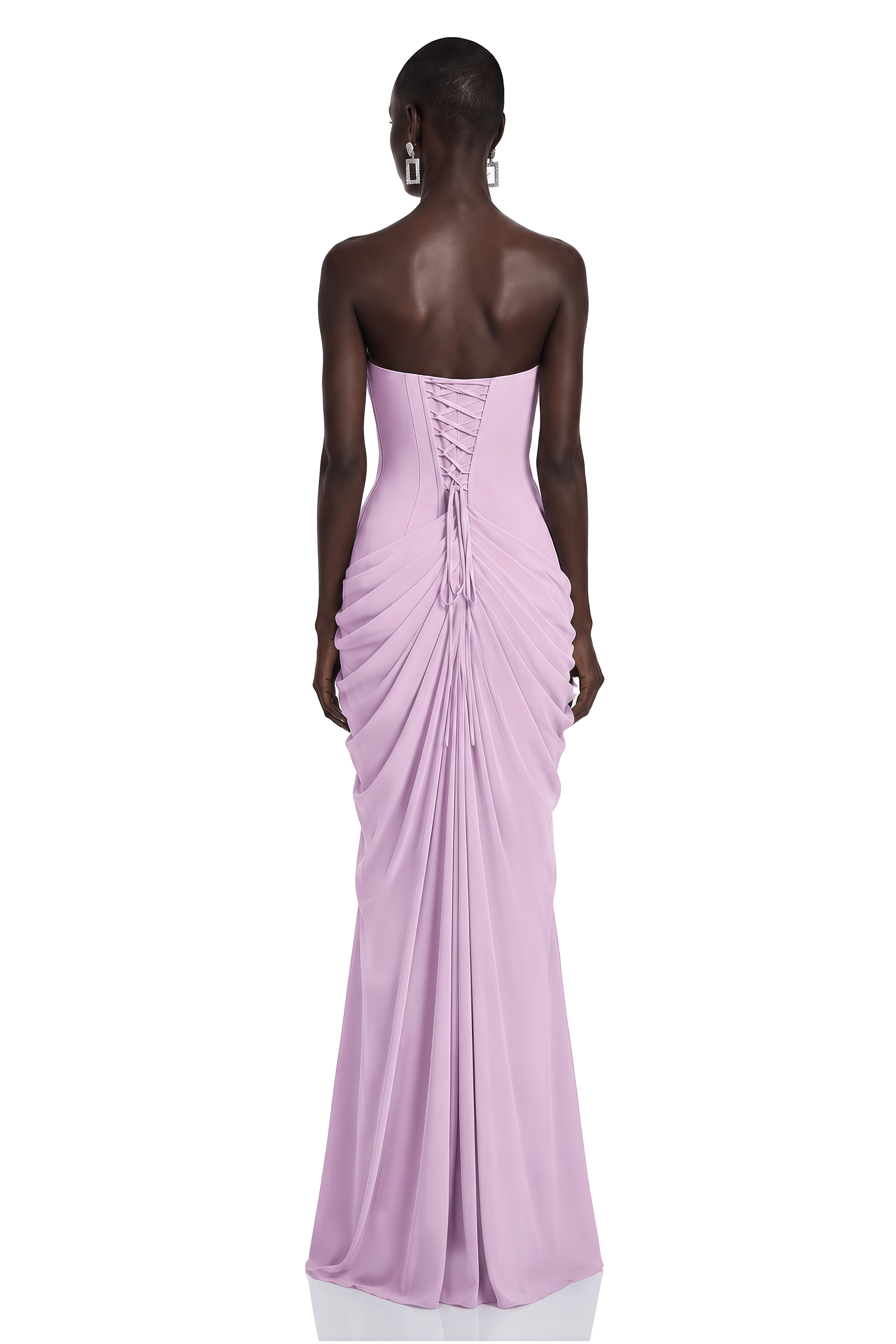 Safiya Purple Ruched Maxi Dress with Cross Front