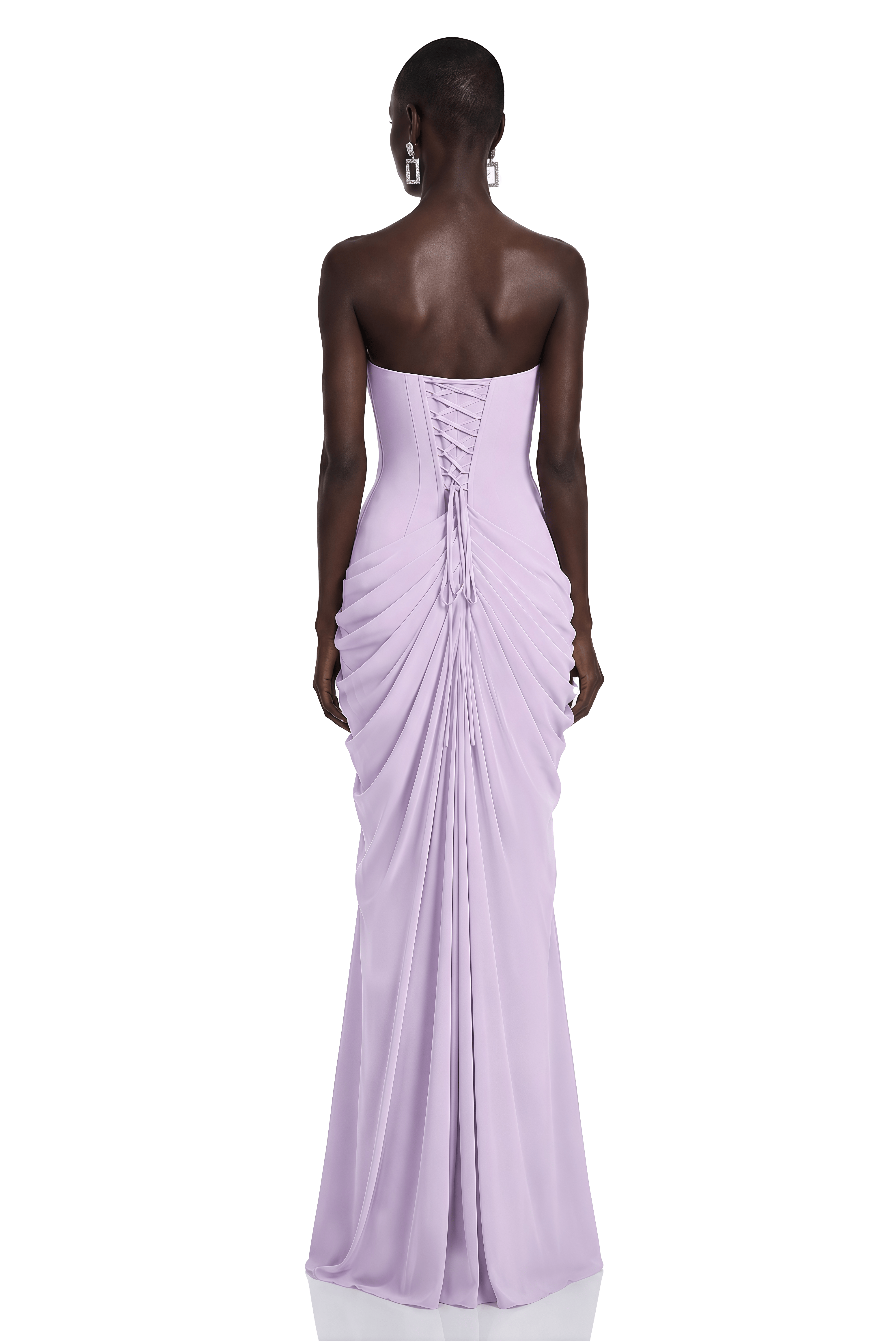 Safiya Purple Ruched Maxi Dress with Cross Front
