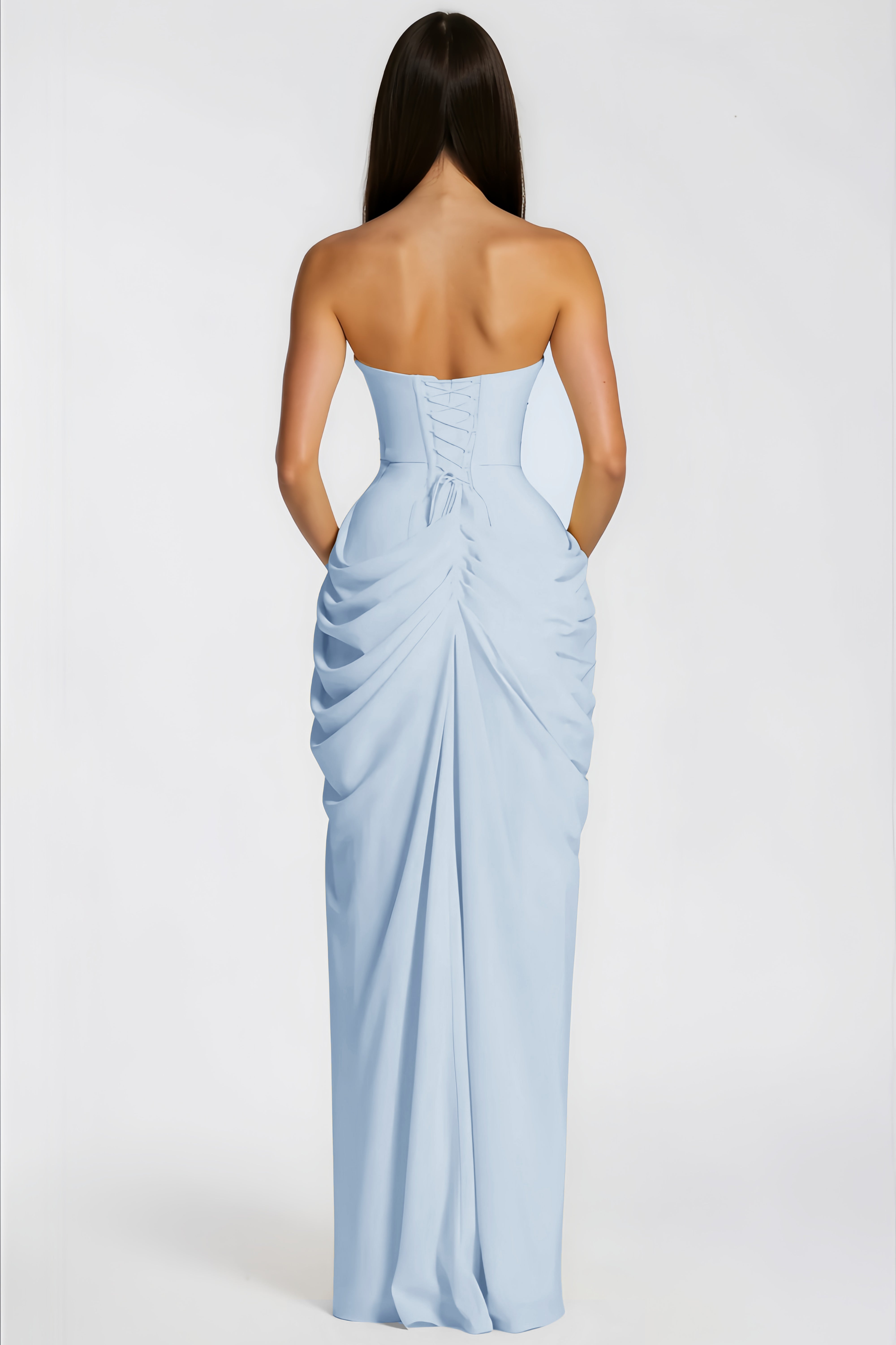 Strapless Corset Gown with Asymmetric Draping