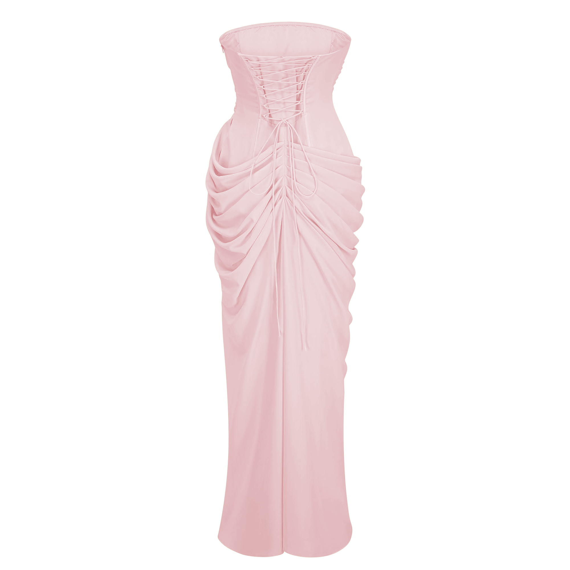 Safiya Pink Ruched Maxi Dress with Cross Front