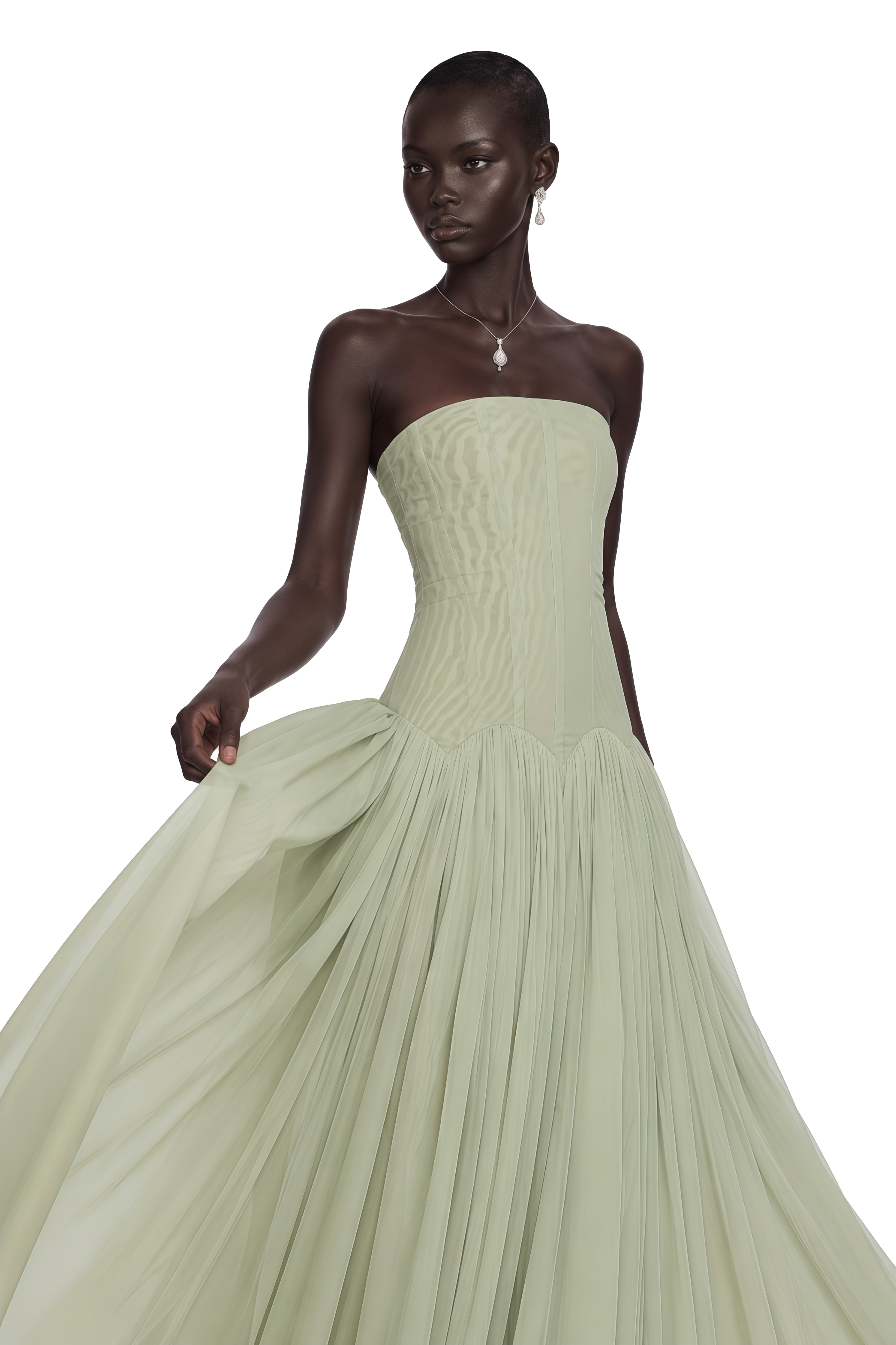 Salome Green Off Shoulder Pleated Maxi Dress – Miss Rosier