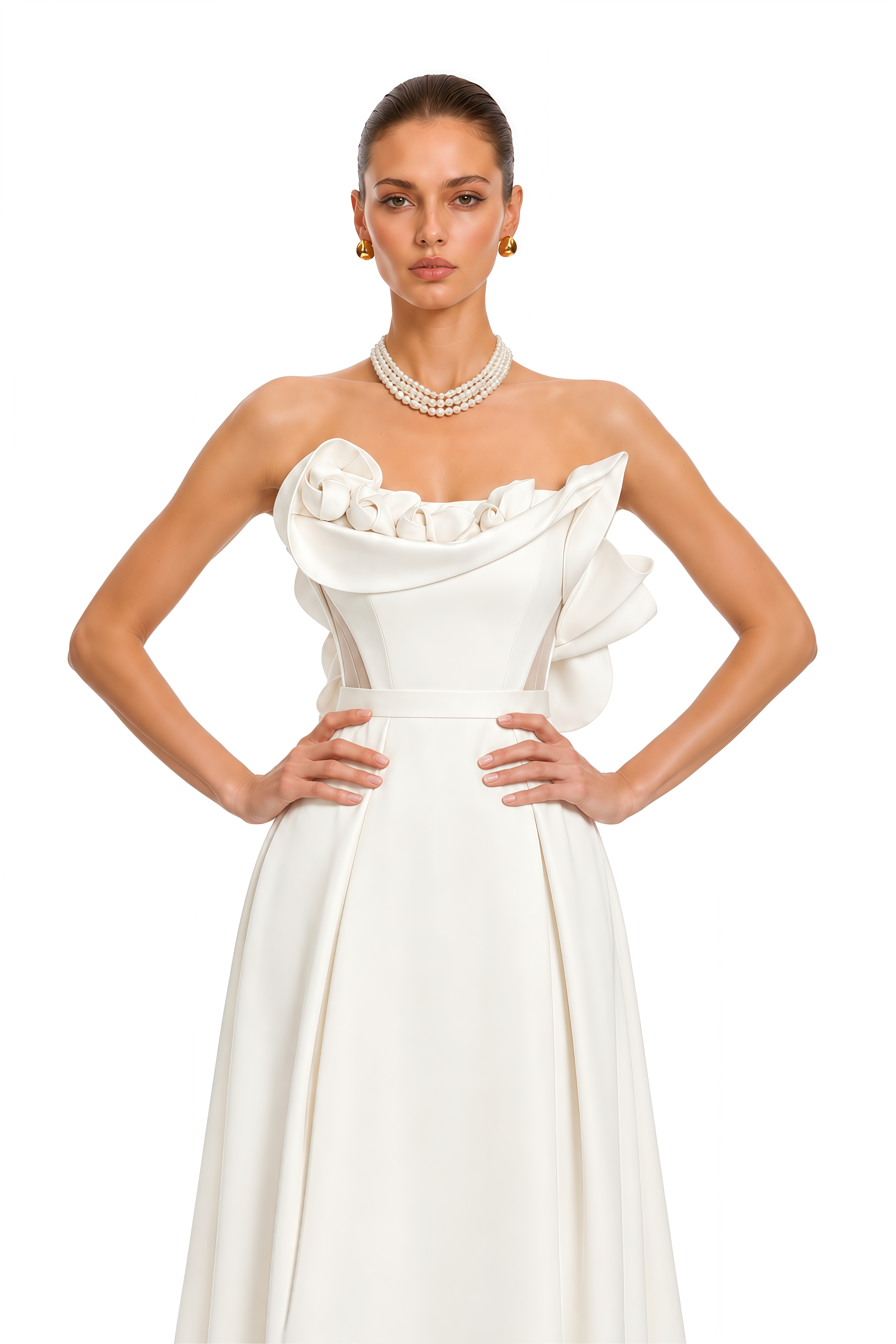 Sayara White 3D Floral Off Shoulder Maxi Dress