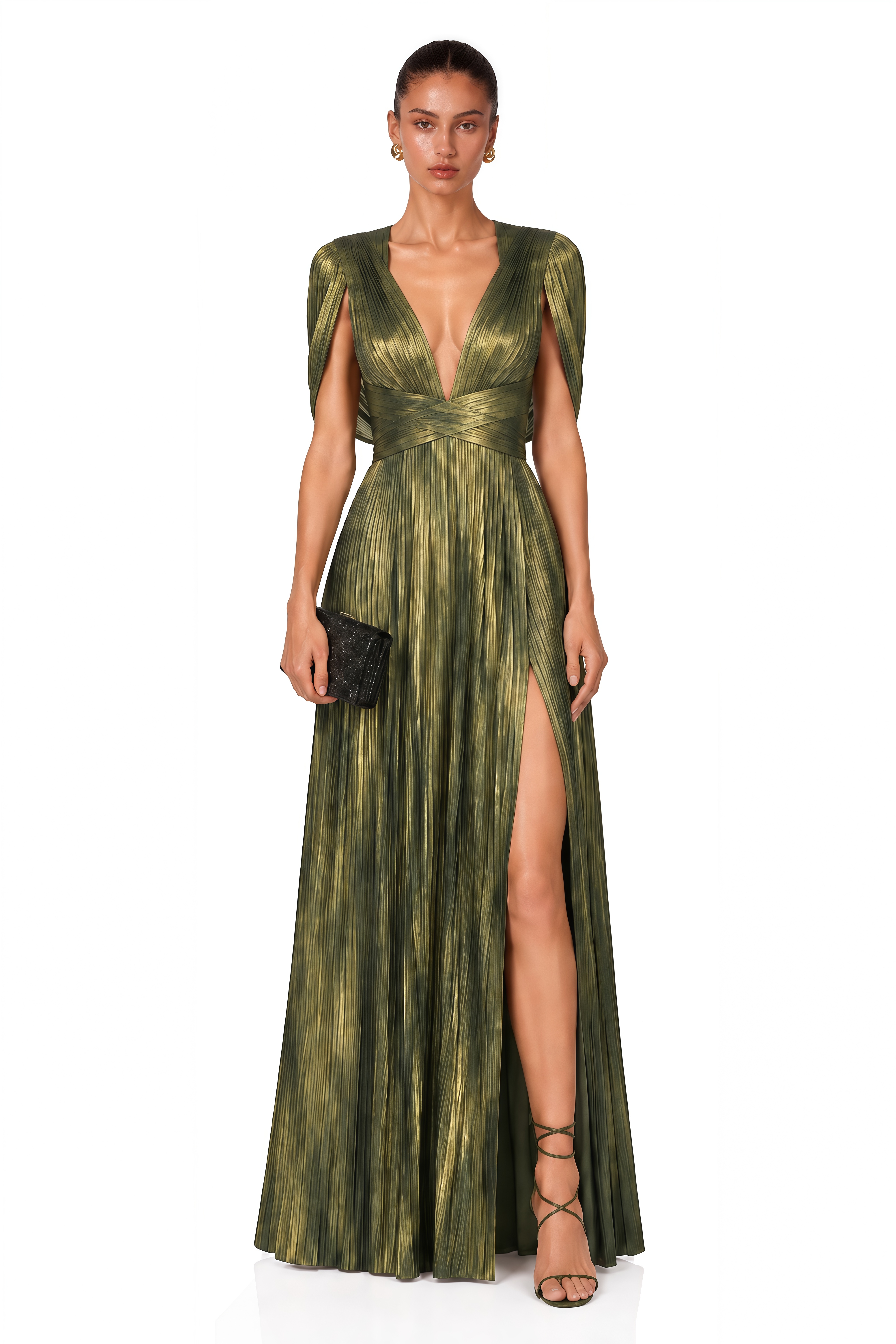 seraphine green dress Vestido Maxi Plisado Verde con Espalda Cowl – Miss Rosier Seraphine emerald green