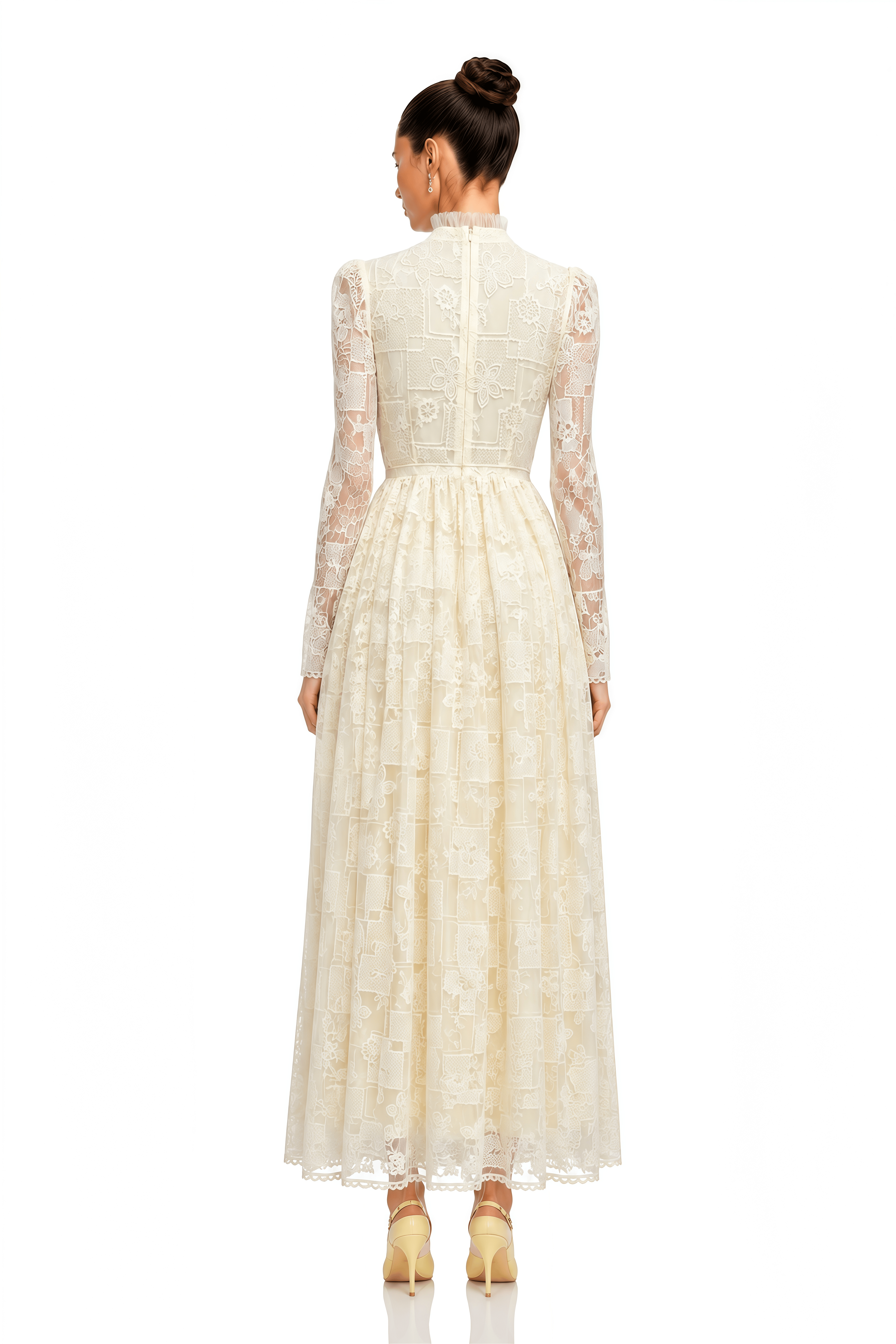 Shelby Neutral Lace Long Sleeve Maxi Dress